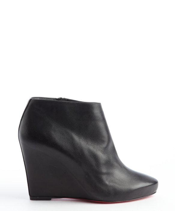 Christian louboutin Black Leather Melisa Booty 85 Wedge Ankle ...