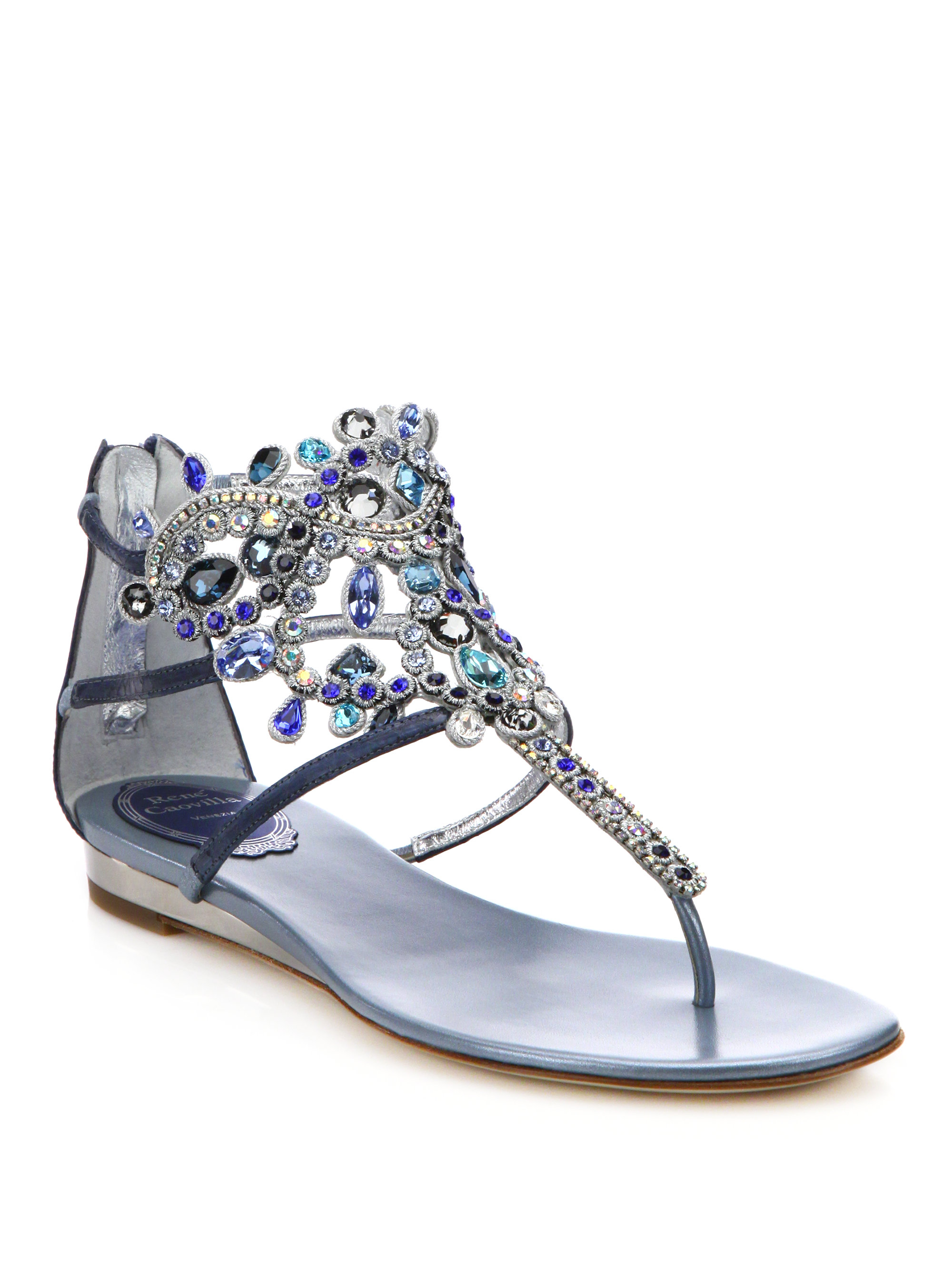 blue embellished sandals