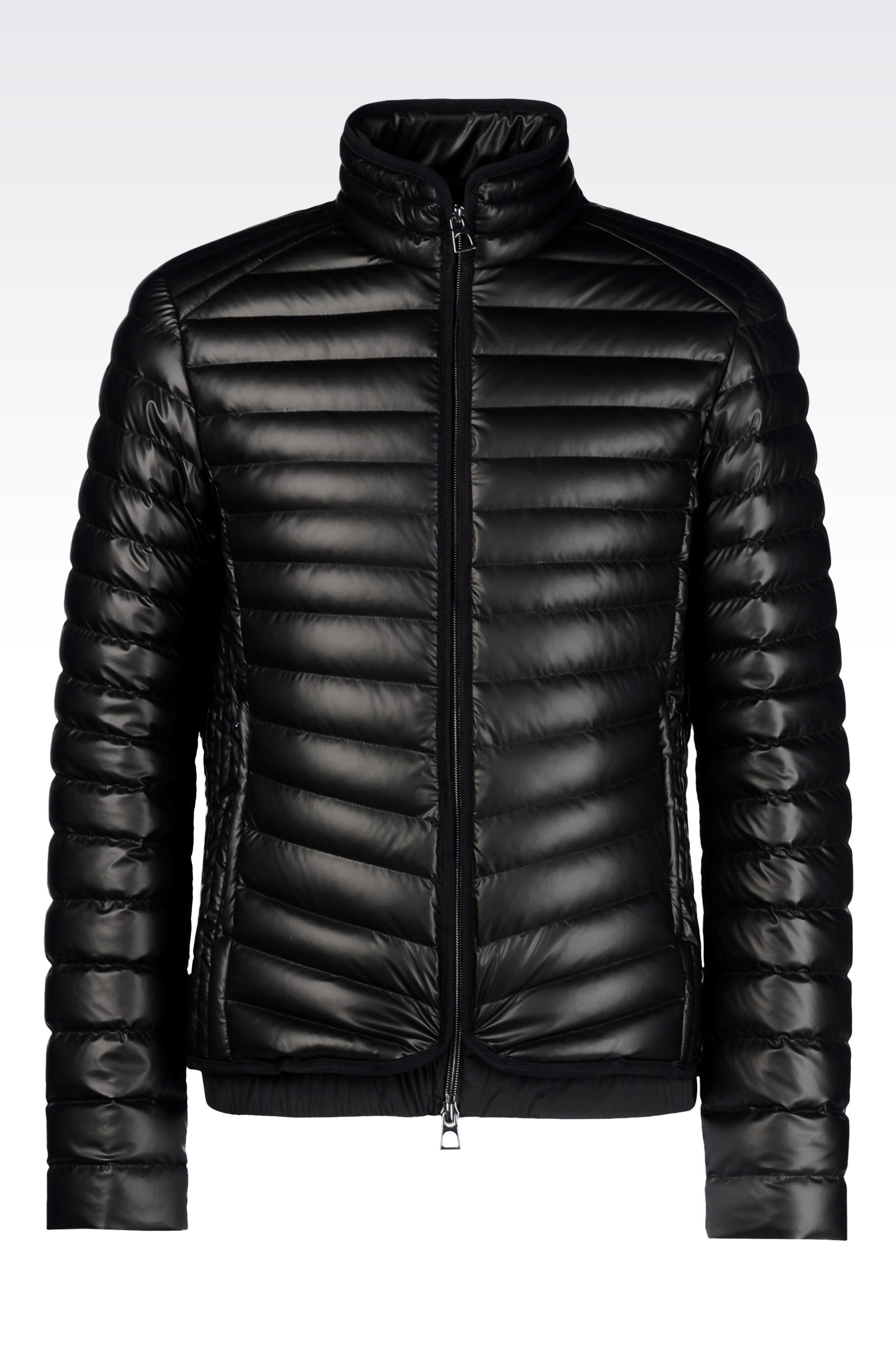 Emporio armani Down Jacket In Leather Effect Technical Fabric in Black