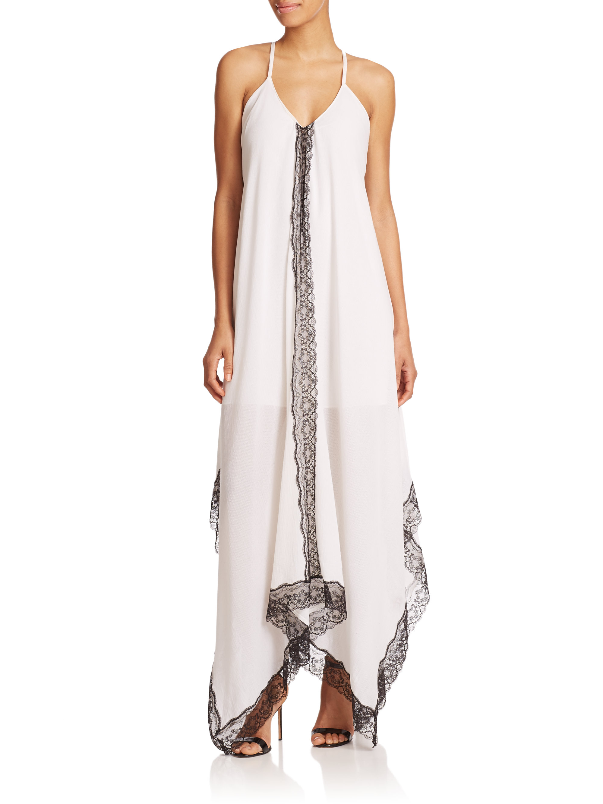 Lyst Alice + Olivia Rav Lacetrim Cotton Maxi Dress in Gray