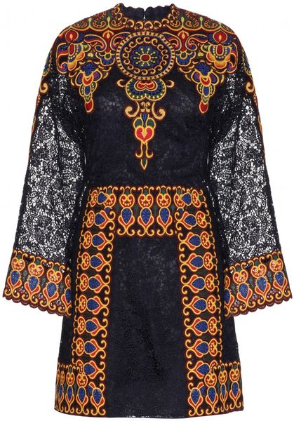 Valentino Embroidered Guipure Lace Dress in Multicolor (navy true to ...