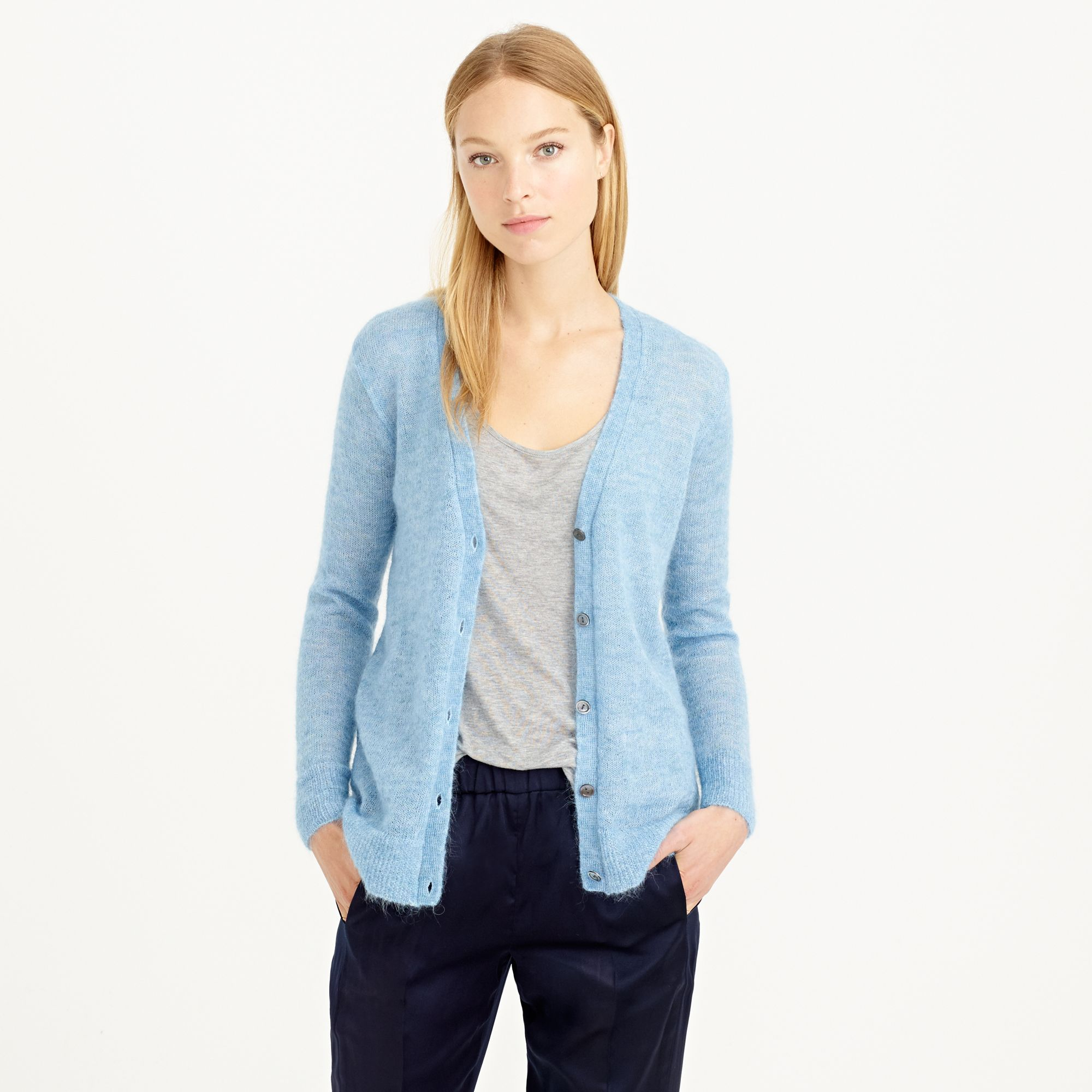 J.Crew Mohair Cardigan Sweater in Blue 
