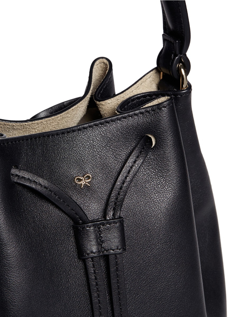 Lyst Anya Hindmarch 'vaughan' Leather Drawstring Bucket Bag in Black