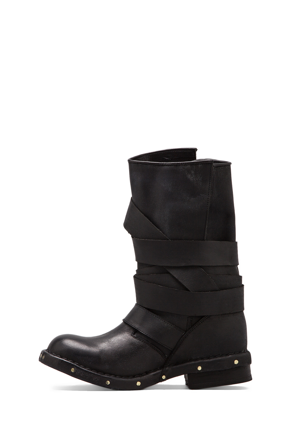 Lyst - Jeffrey Campbell Brit Leather Moto Boot in Black in Black