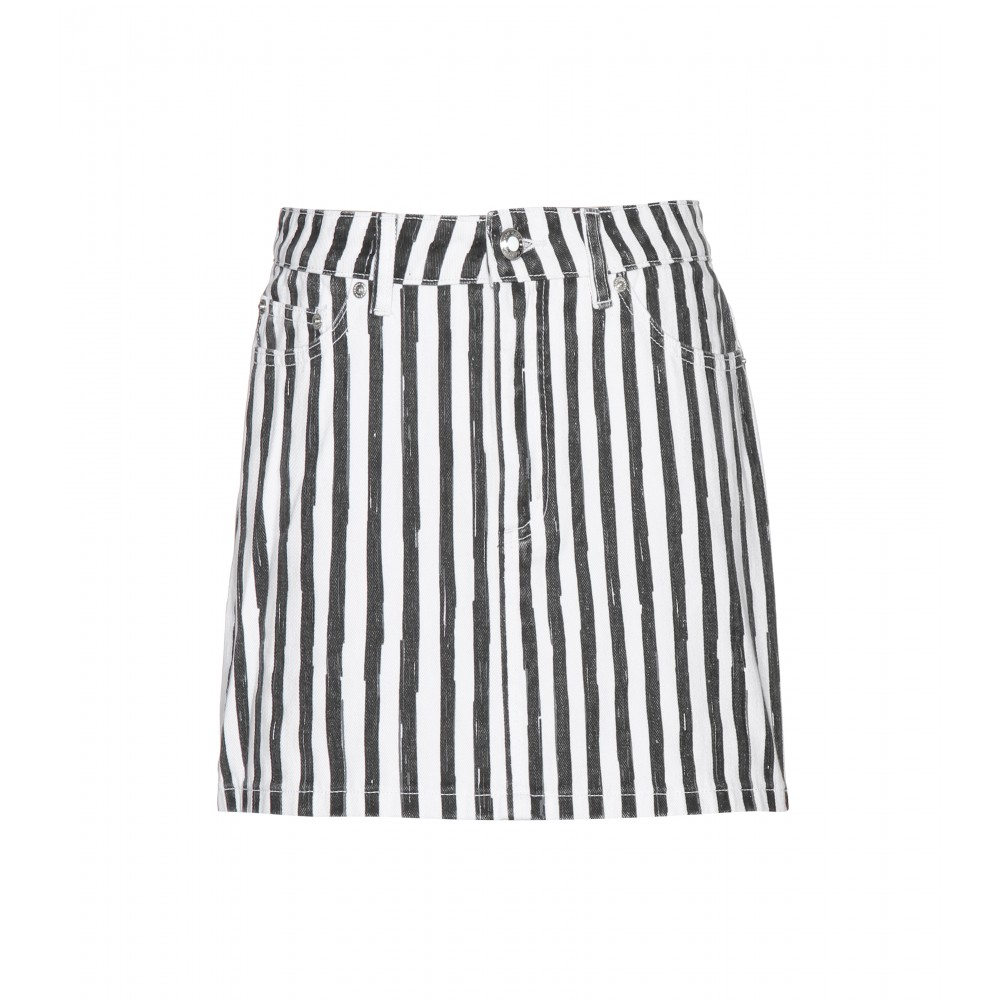 blue and white striped denim skirt
