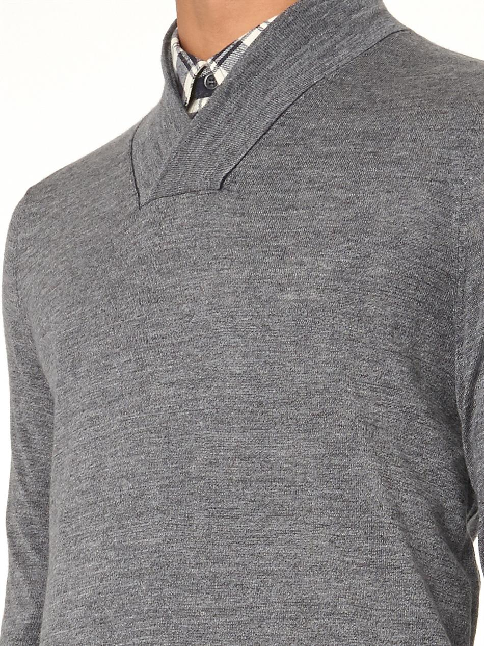 wrap neck sweater