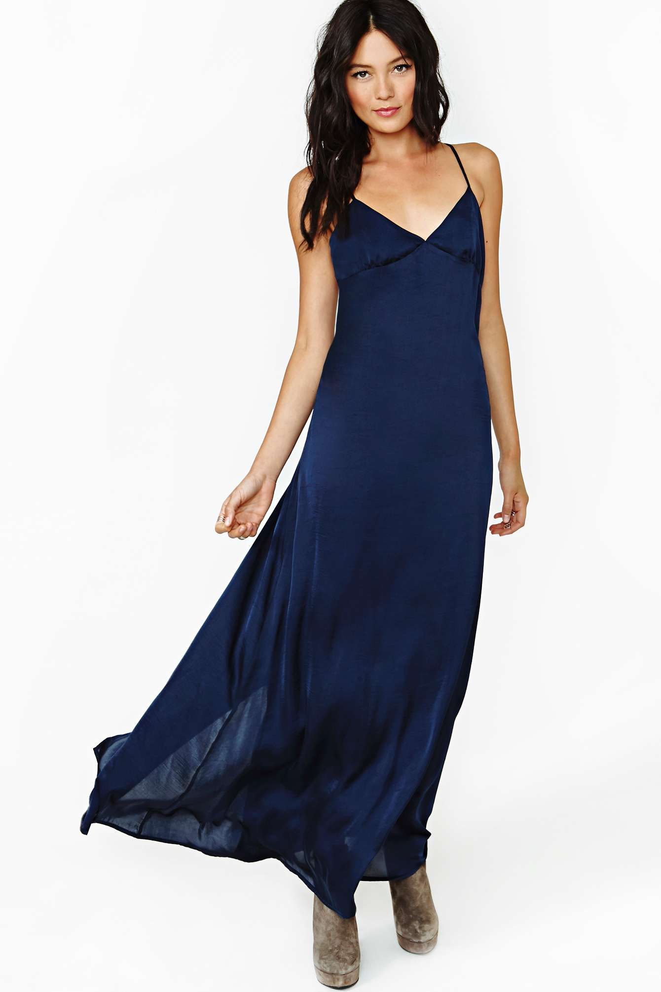 Nasty Gal Night Calls Slip Dress in Navy (Blue) Lyst