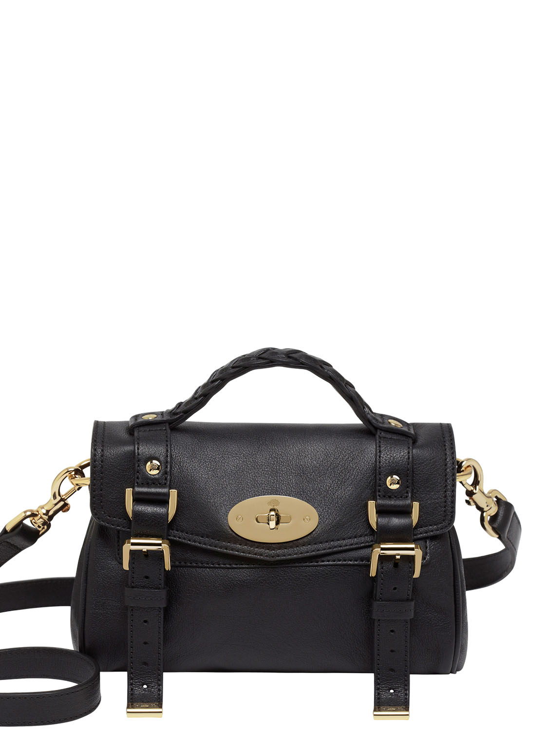 Mulberry Mini Alexa Polished Buffalo Satchel in Black - Lyst