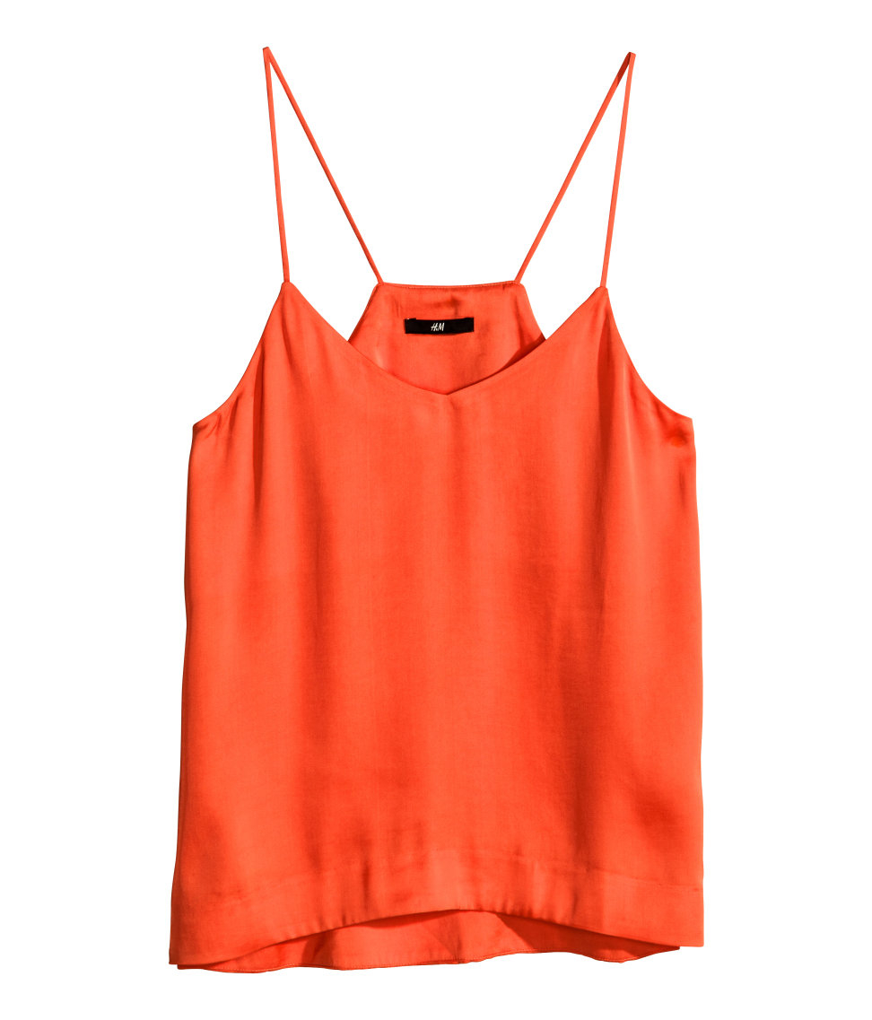 H\u0026M Satin Top in Orange | Lyst