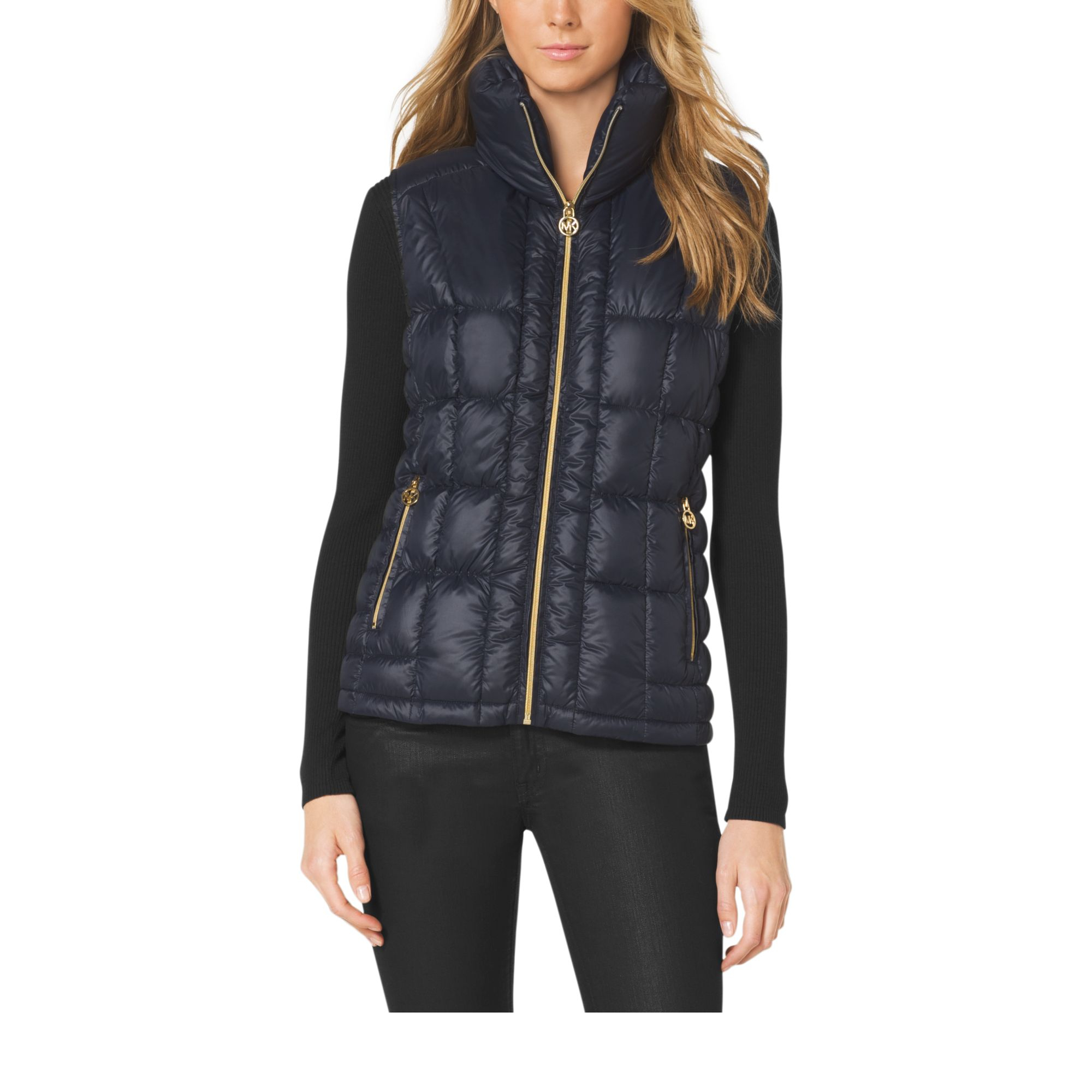 Michael Kors Quilted Puffer Vest in Blue | Lyst