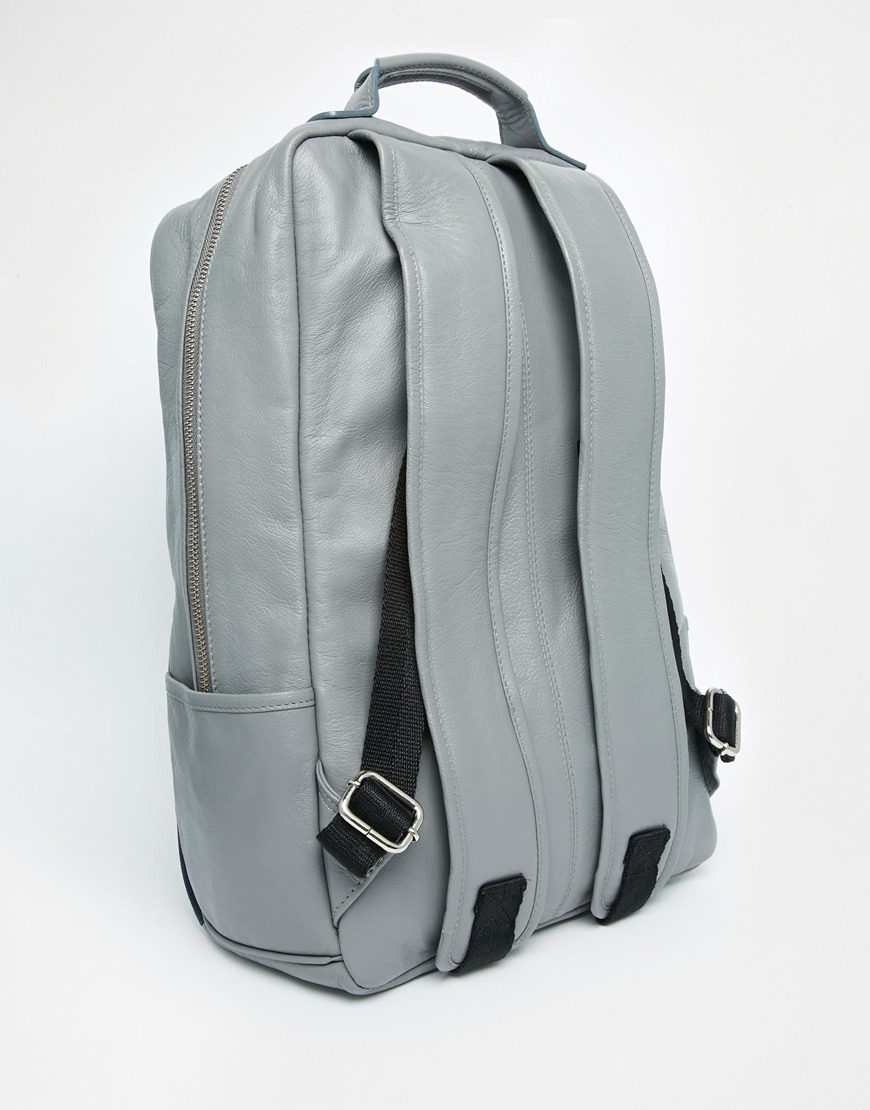 ASOS Smart Leather Backpack In Gray for Men - Lyst
