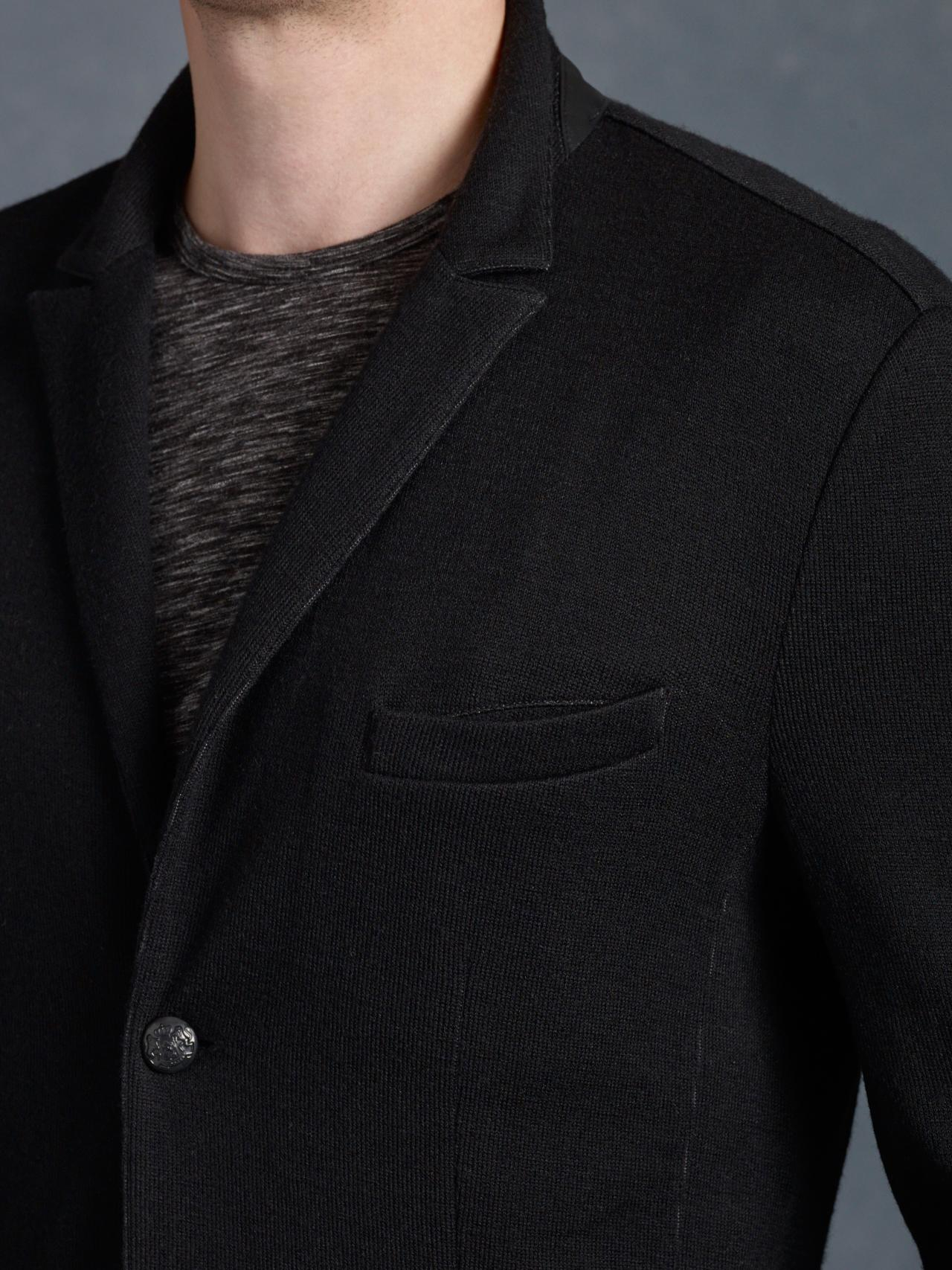 John Varvatos Peak Lapel Knit Jacket in Black for Men - Lyst