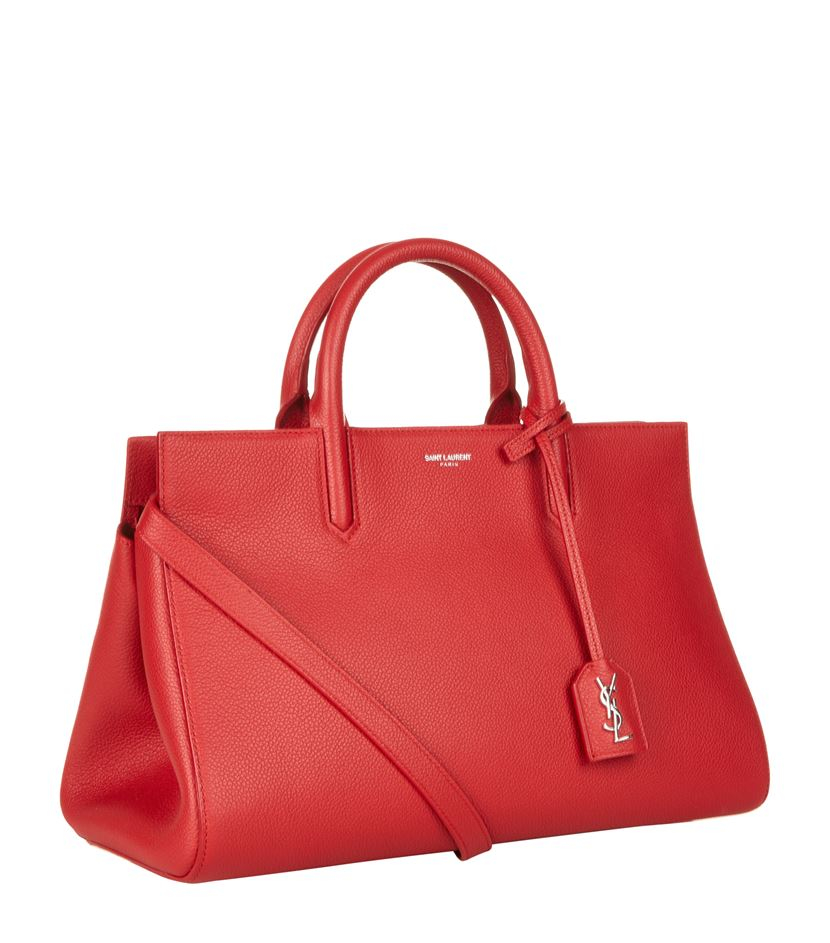 Saint laurent Small Cabas Rive Gauche Bag in Red | Lyst