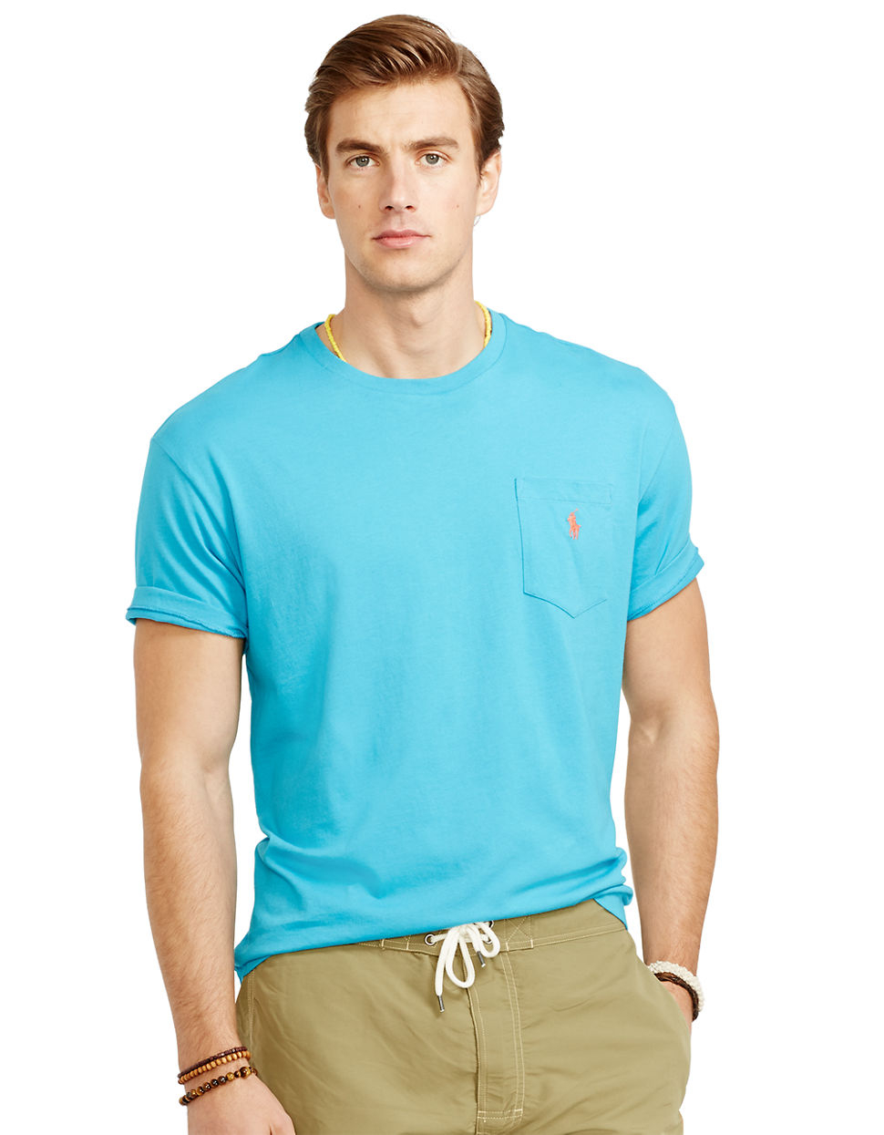 Polo Ralph Lauren Classic Fit Jersey Pocket Crewneck T-Shirt in Blue ...
