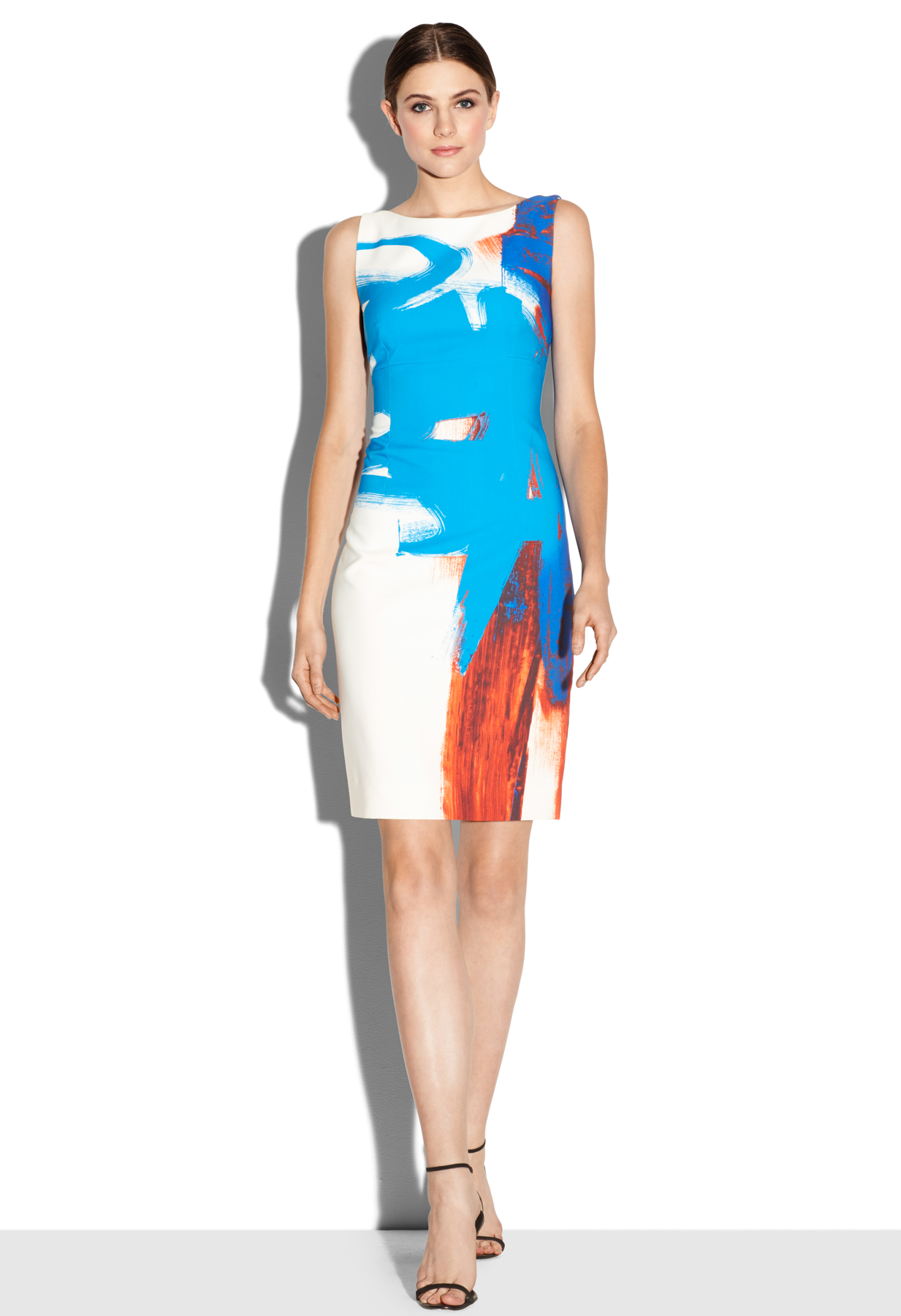 Milly Synthetic Modern Abstract Print Sheath Dress In Blue Lyst