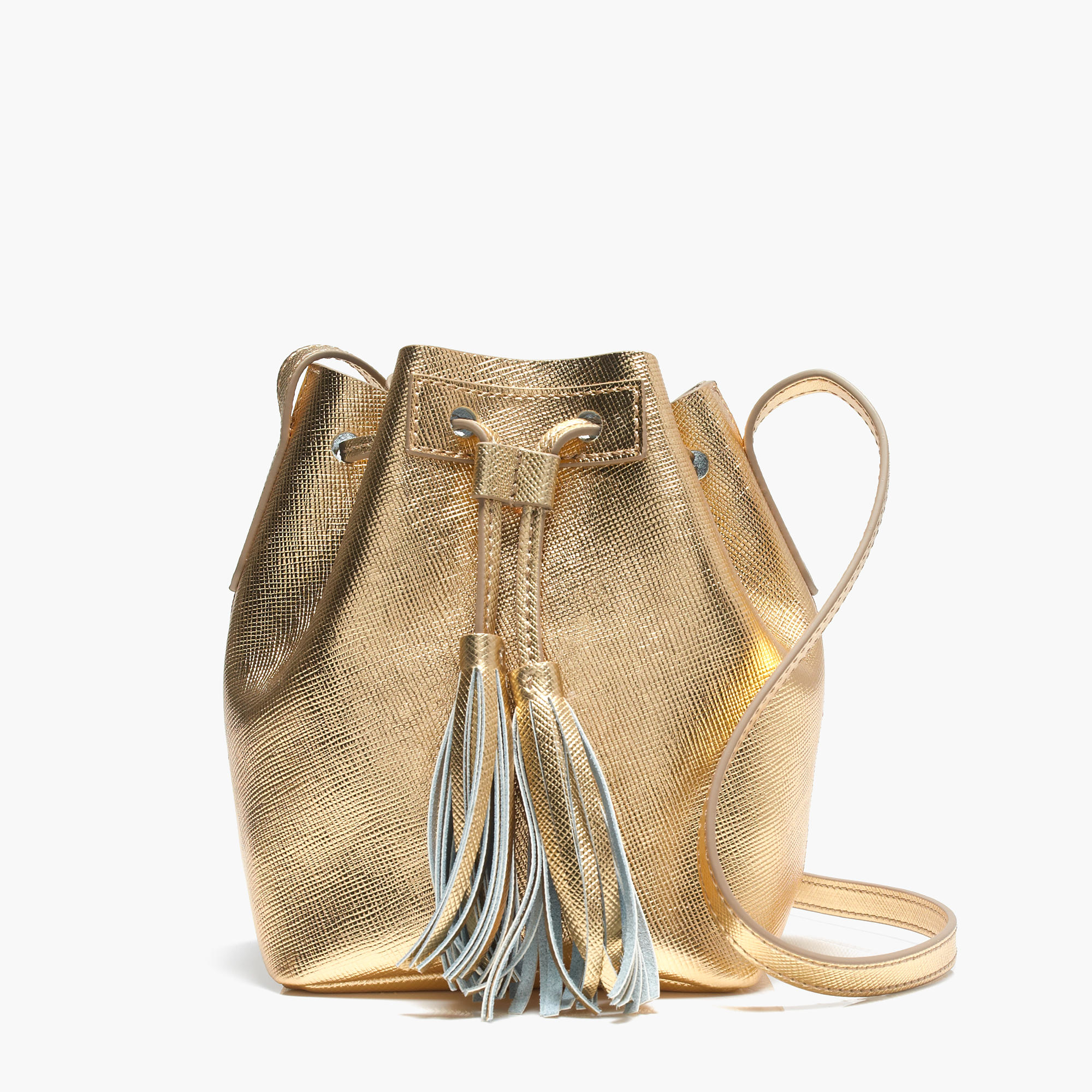 J.crew Mini Bucket Bag In Metallic Leather in Metallic | Lyst