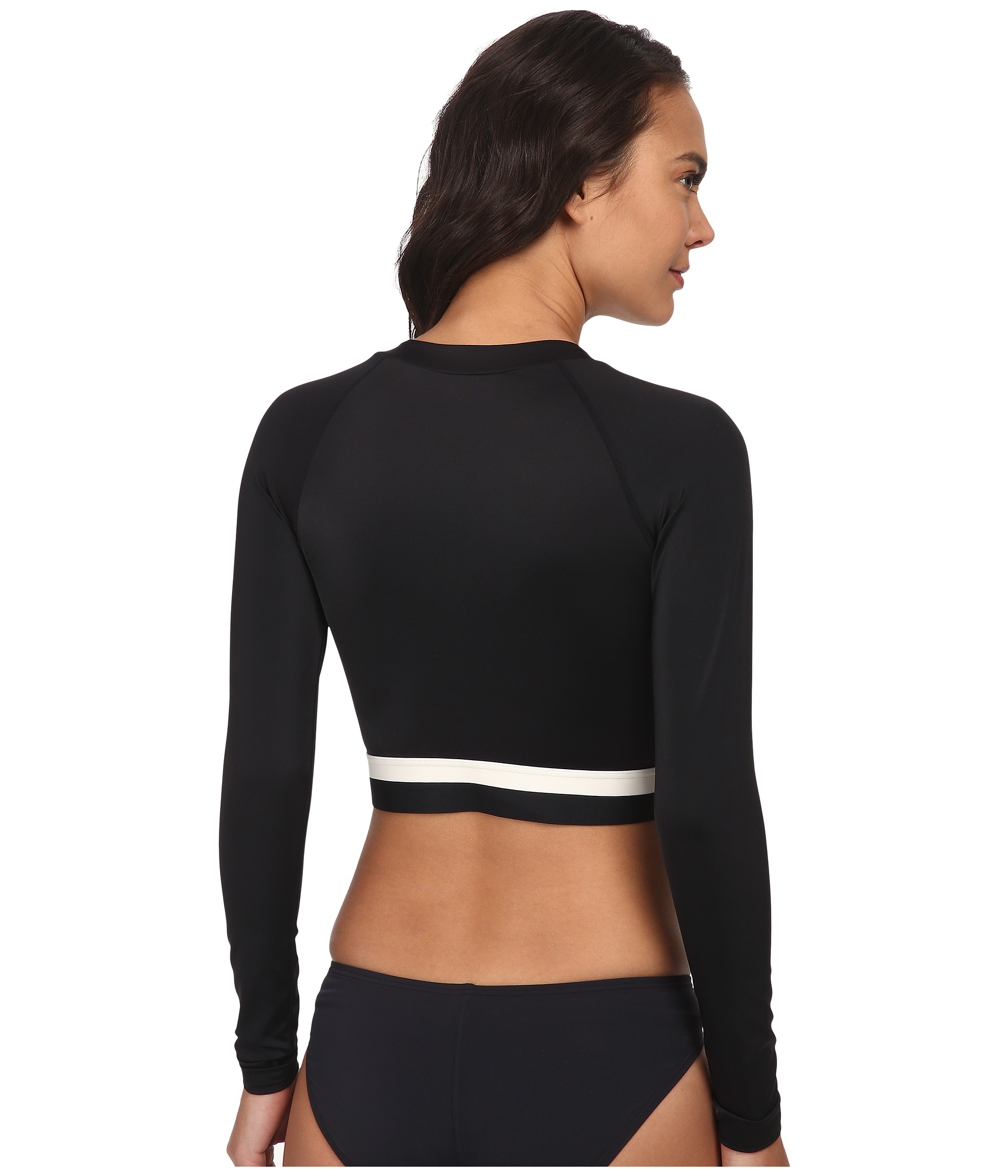 cropped rash guard with zipper