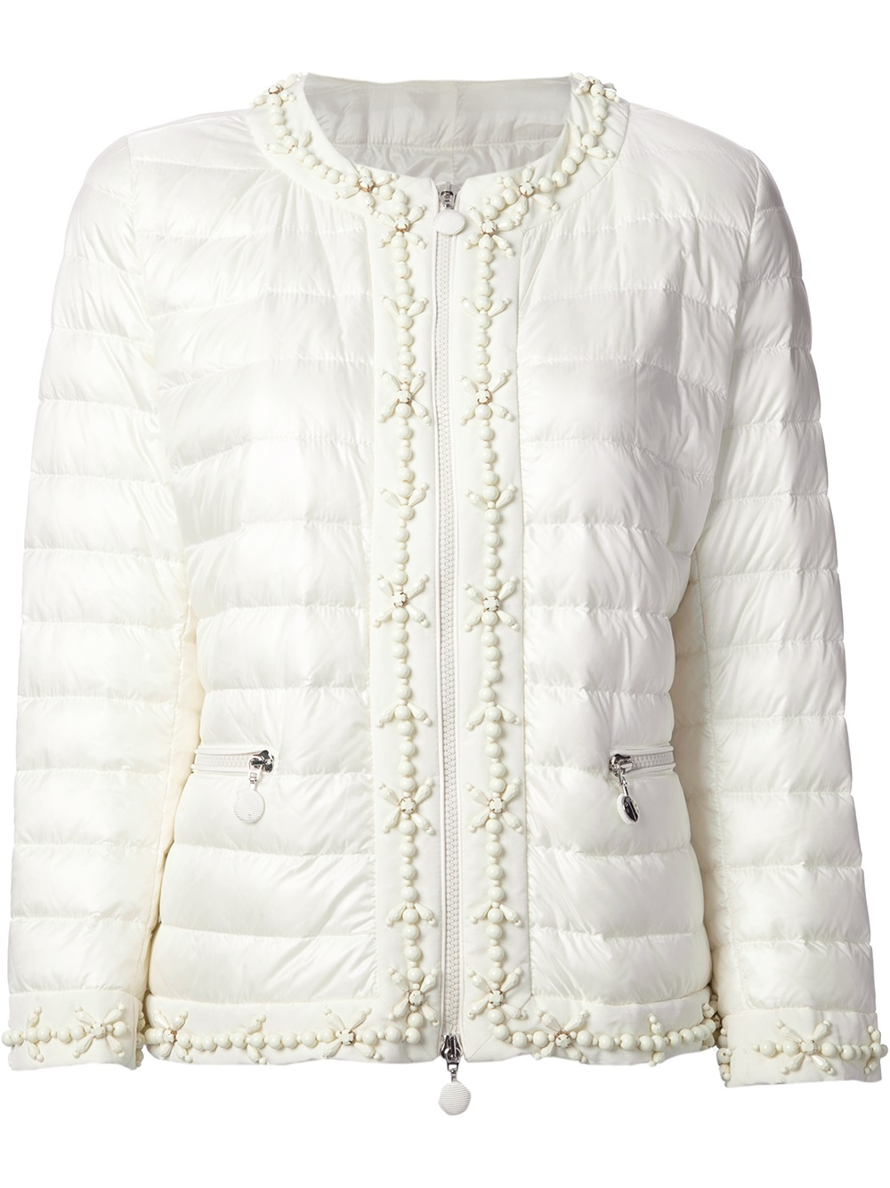 Lyst Moncler Embellished Padded Jacket in White