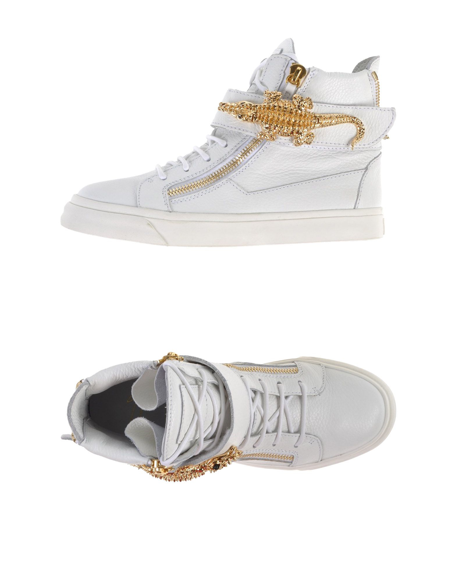 Giuseppe zanotti 20mm Leather Gold Eagle Sneakers in White | Lyst