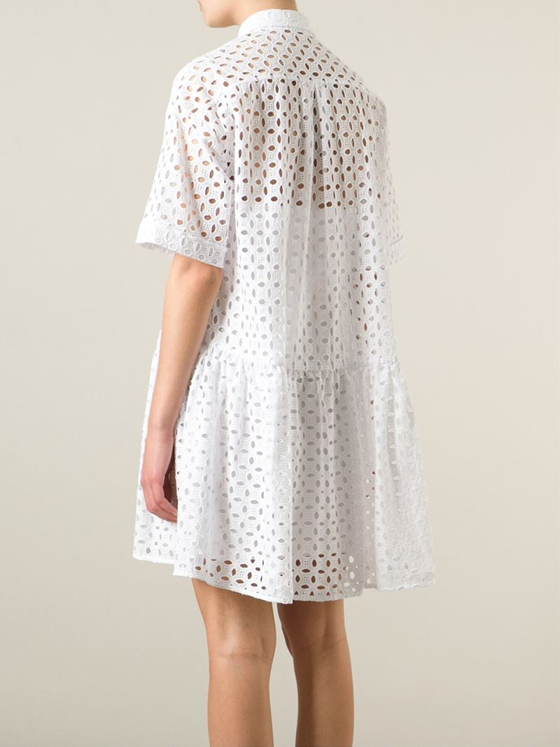 white broderie anglaise shirt dress