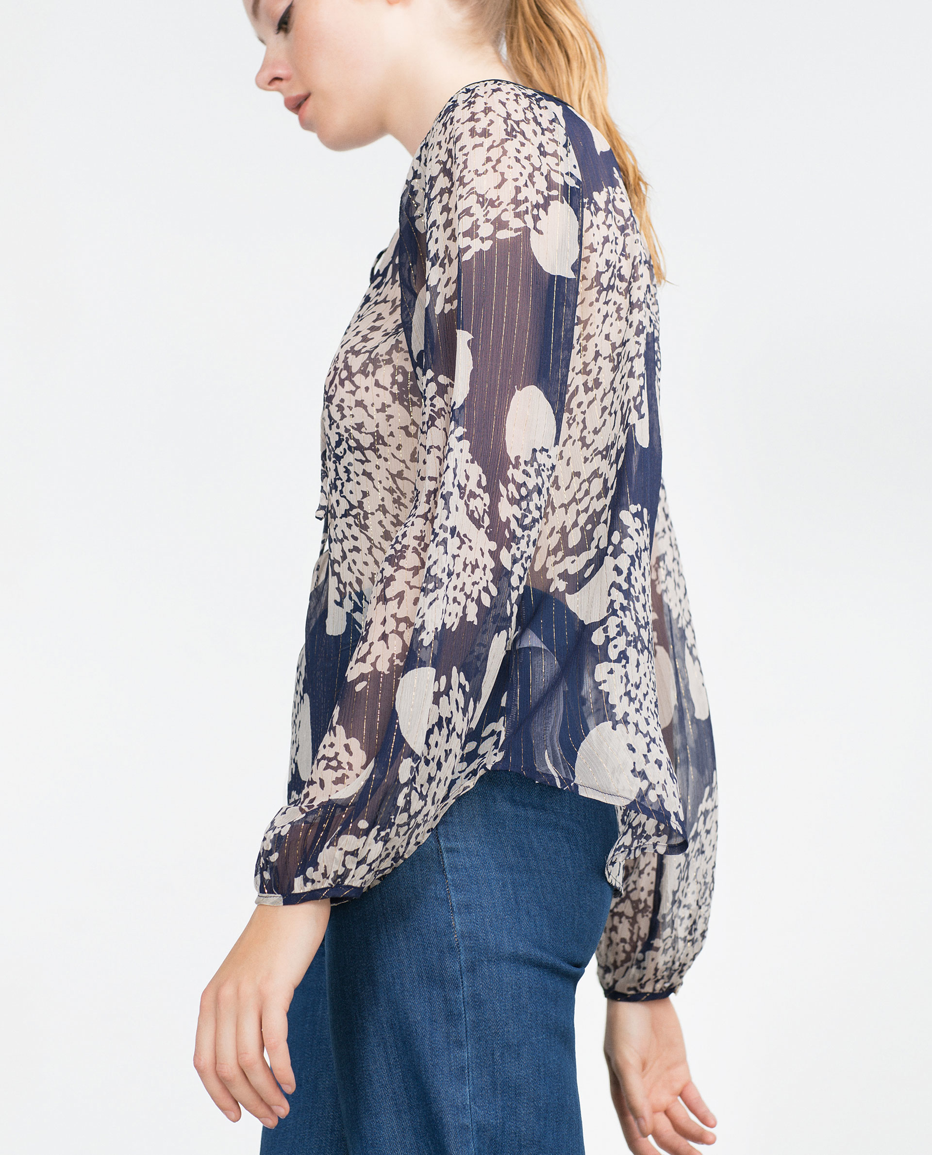 Zara Silk Blouse in Blue Lyst