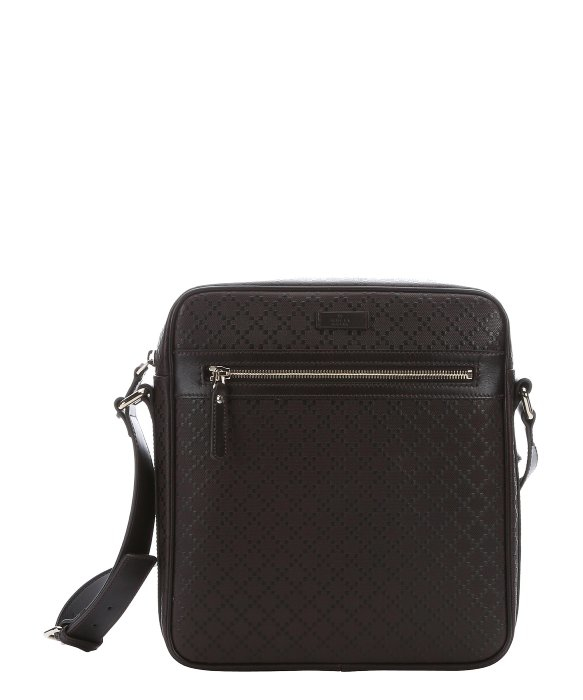 Gucci Dark Cocoa Diamante Leather Messenger Bag in Brown for Men | Lyst