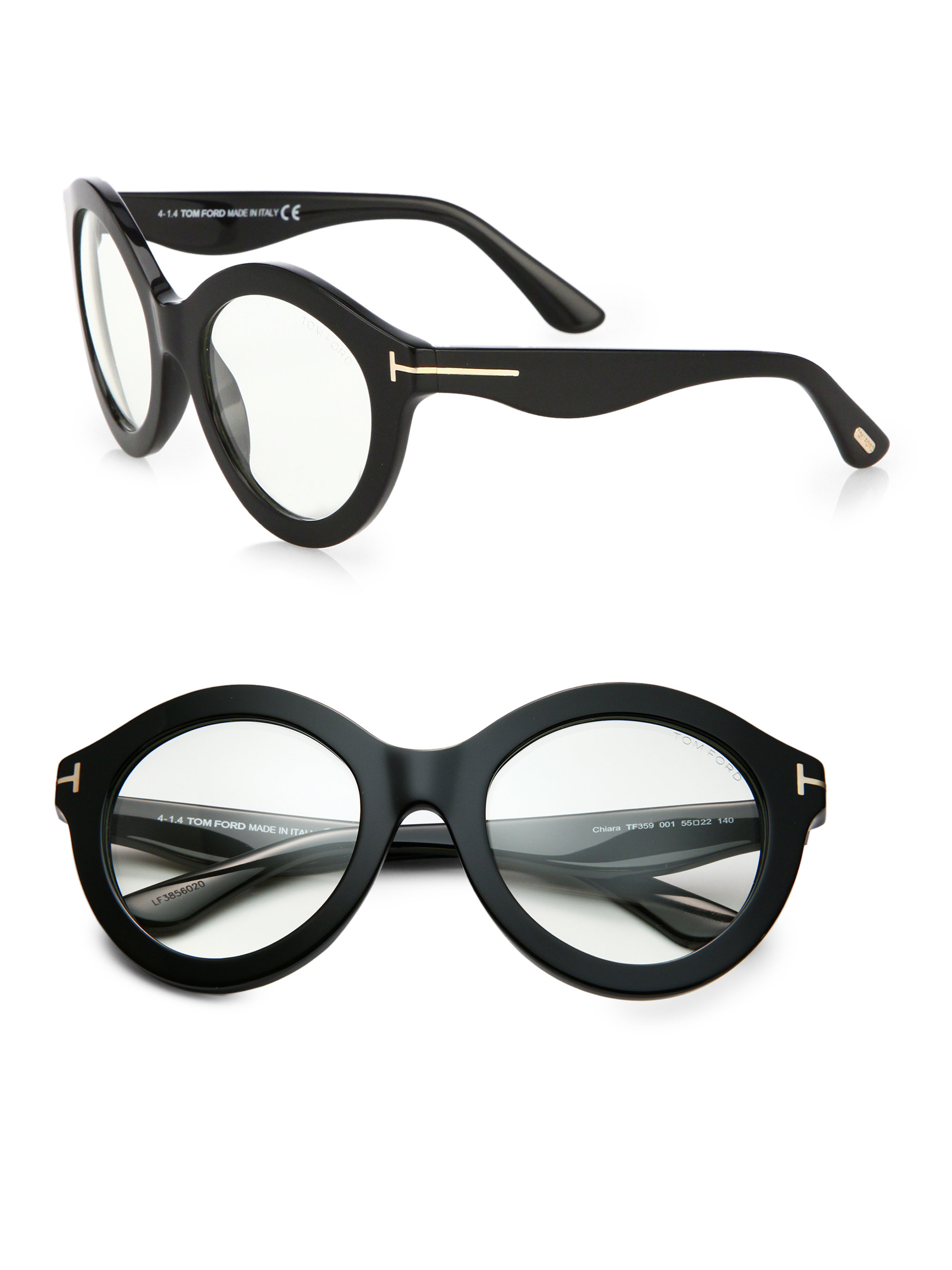 Tom Ford Exaggerated 55mm Round Optical Glasses in Black - Lyst