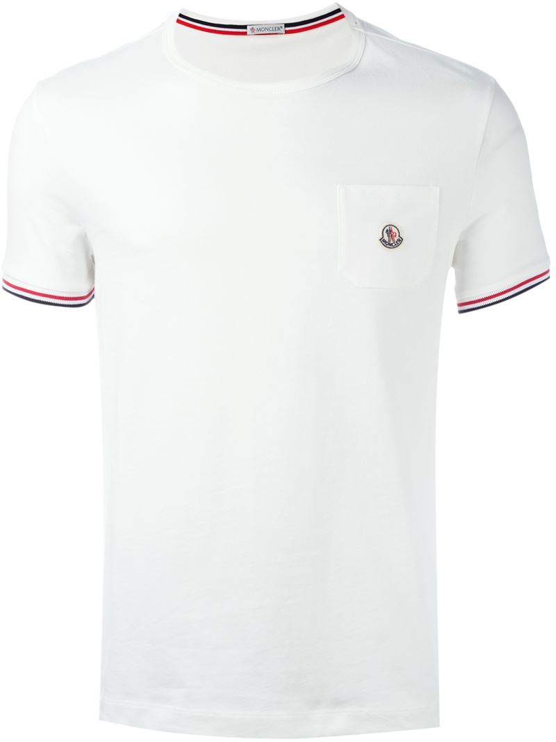 Moncler Cotton Chest Pocket T-shirt in White for Men - Lyst