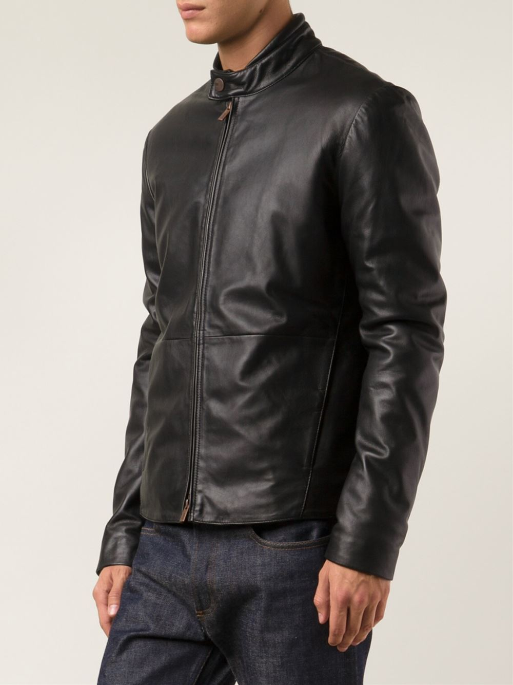 armani collezioni leather jacket mens
