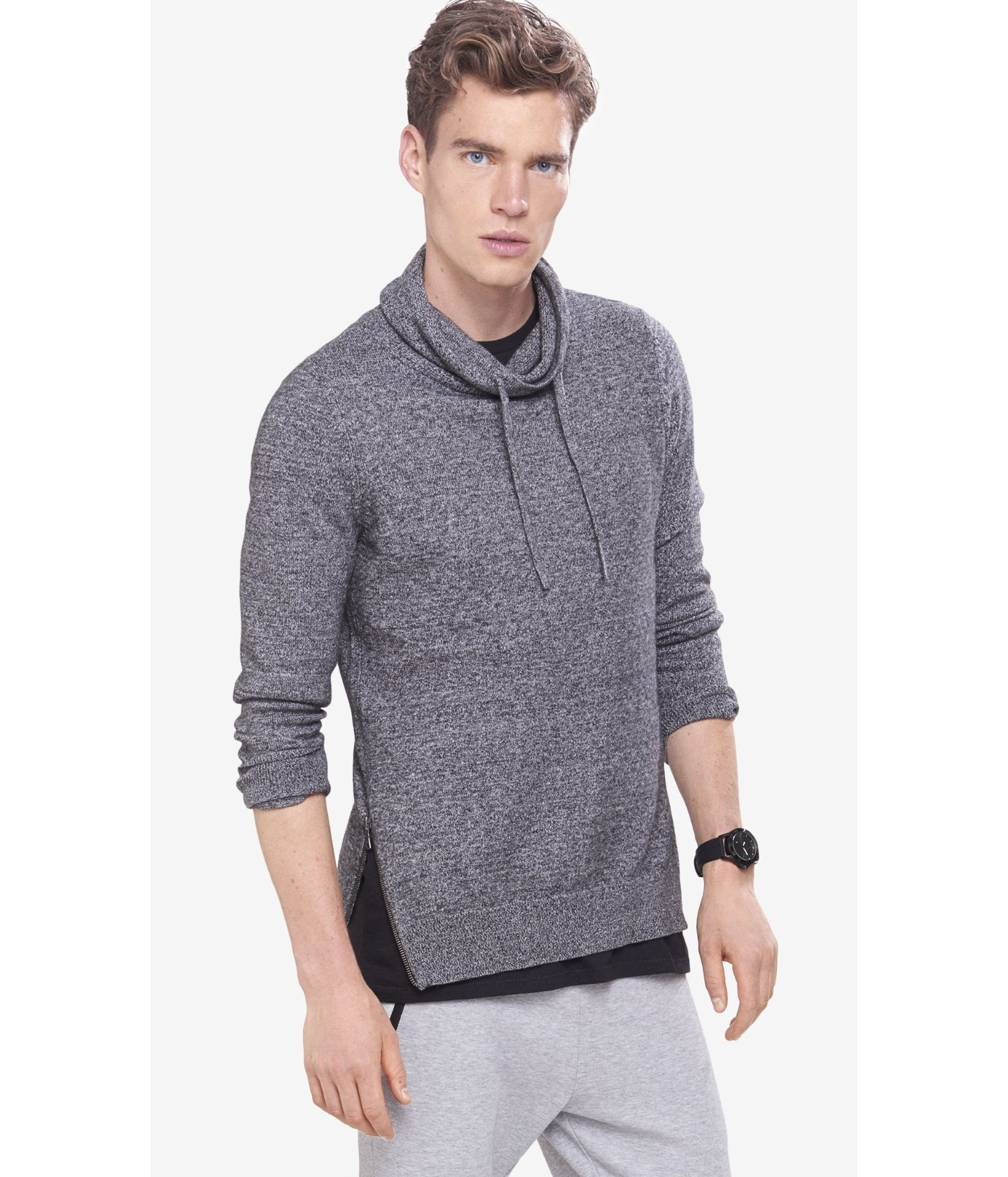 funnel neck sweater mens