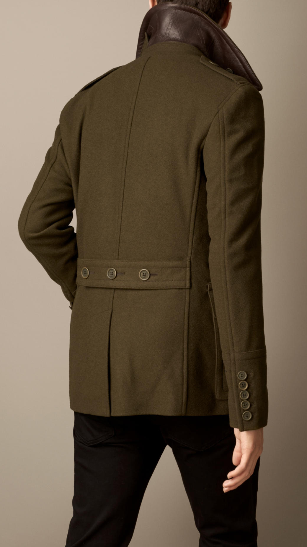 Wool Cashmere Pea Coat in Green for | Lyst