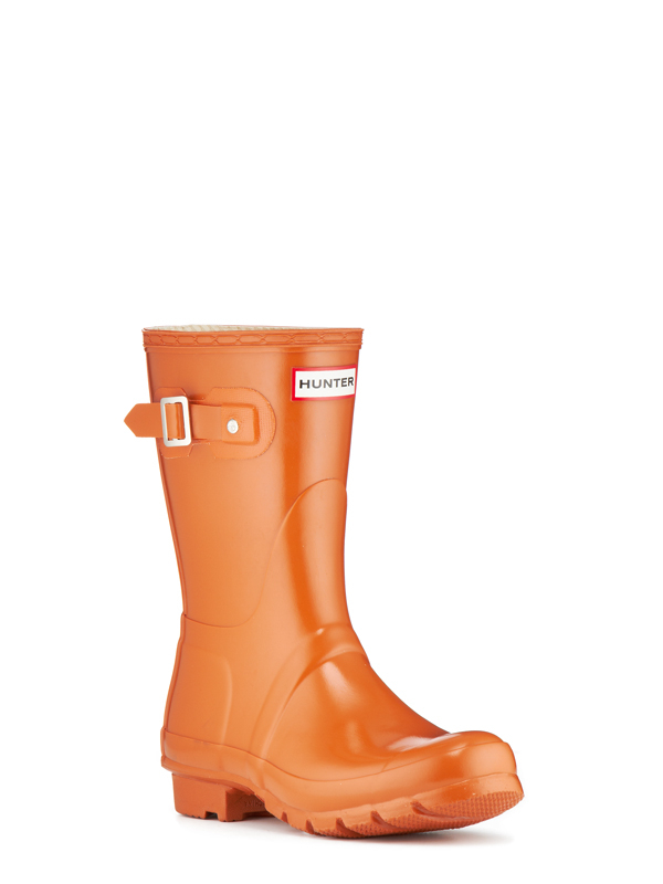 HUNTER Synthetic Original Short Gloss Rain Boots in Burnt Orange ...