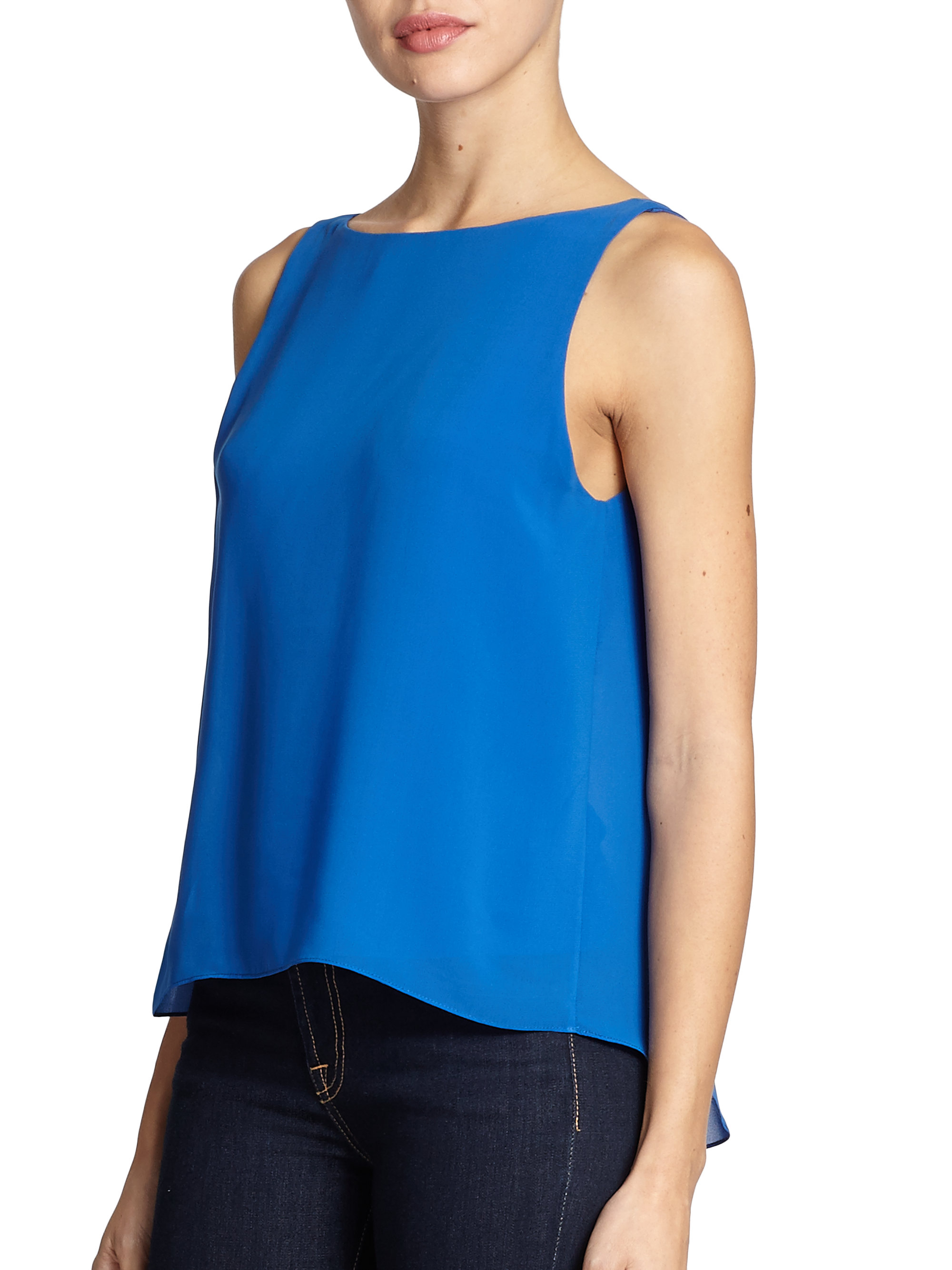 Lyst - Alice + olivia Pleated V-back Top in Blue