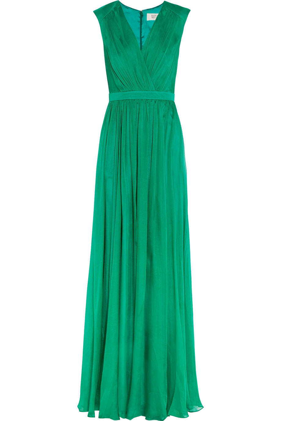 Lyst - Badgley Mischka Ruched Silk Gown in Green