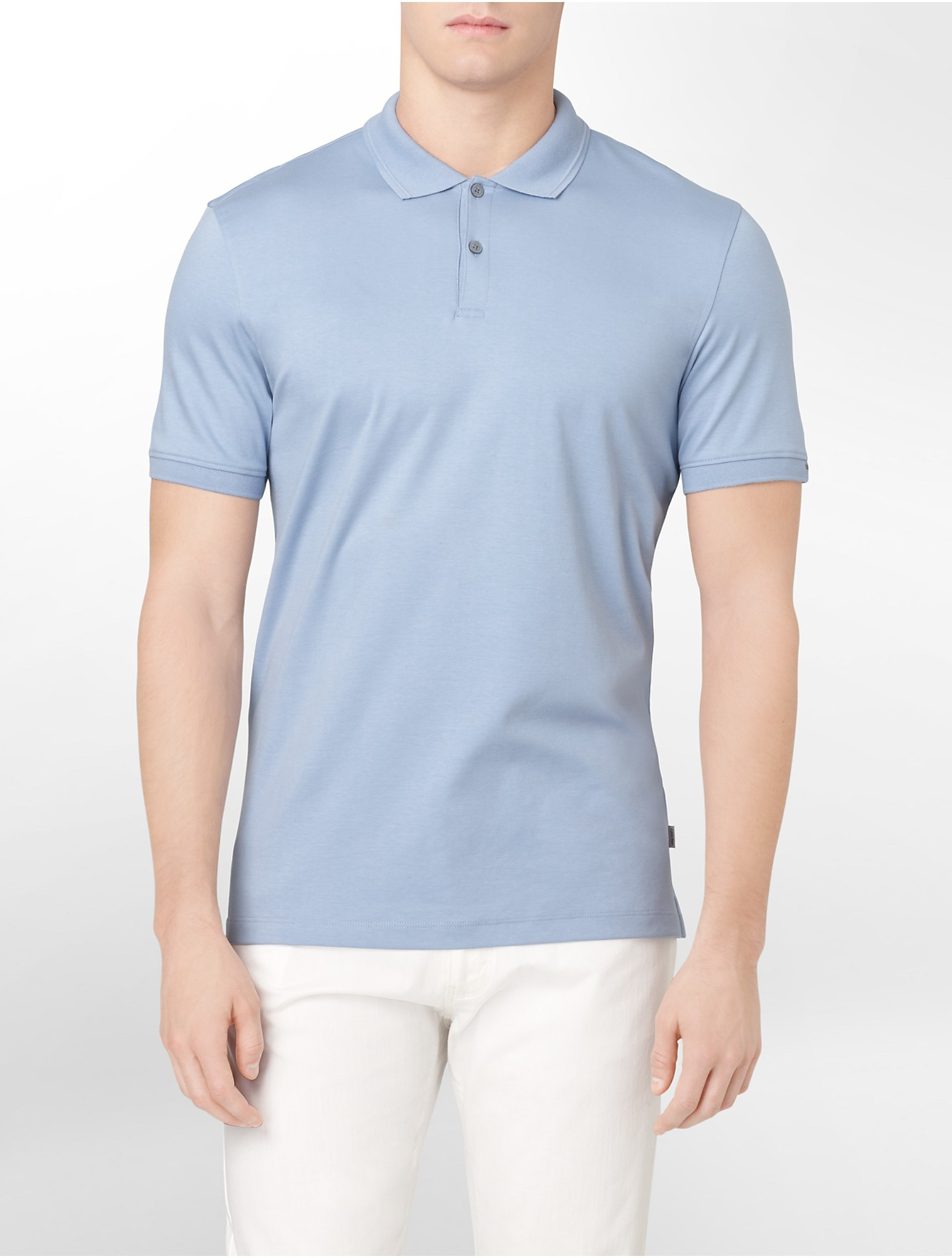 Calvin klein White Label Classic Fit Liquid Cotton Polo Shirt in Blue