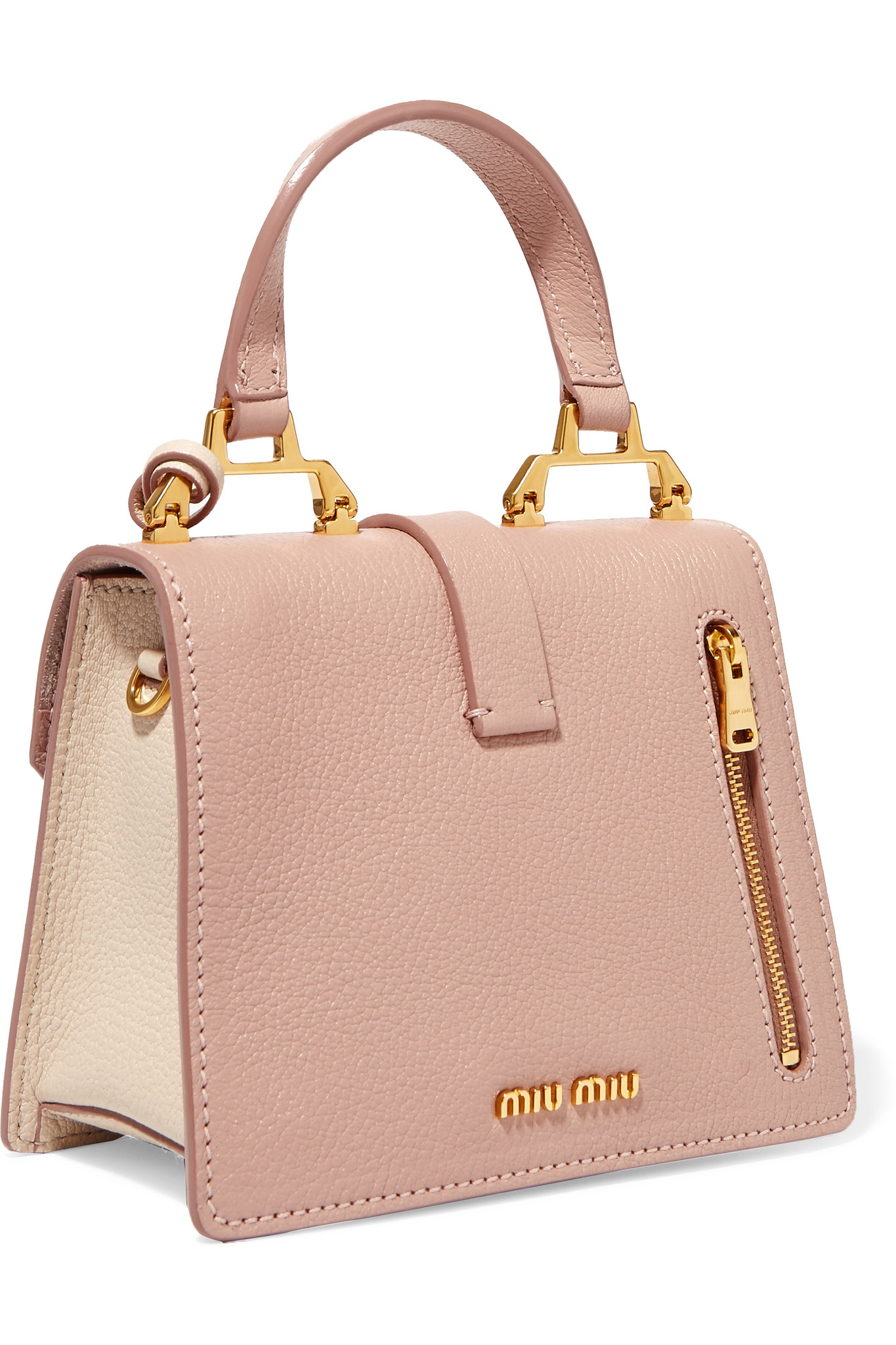 Miu Miu Madras Mini Texturedleather Shoulder Bag in Pastel Pink (Pink