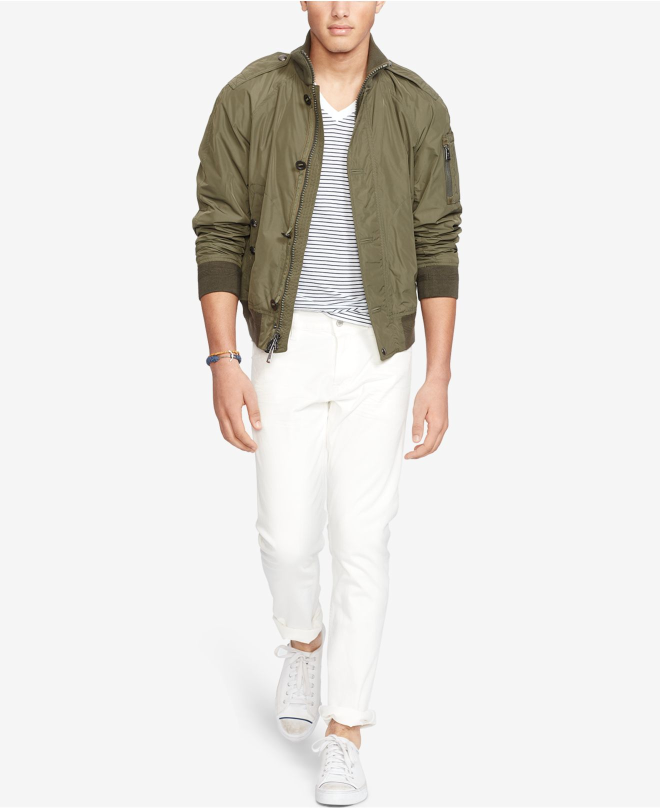 Download Polo Ralph Lauren Men's Mock Neck Bomber Jacket in Green ...