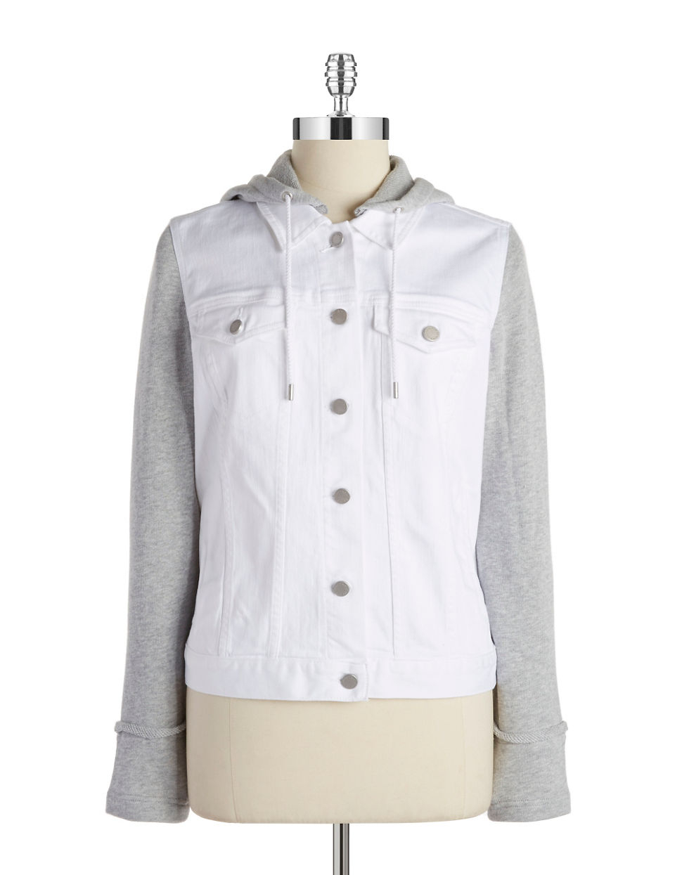 white hooded denim jacket