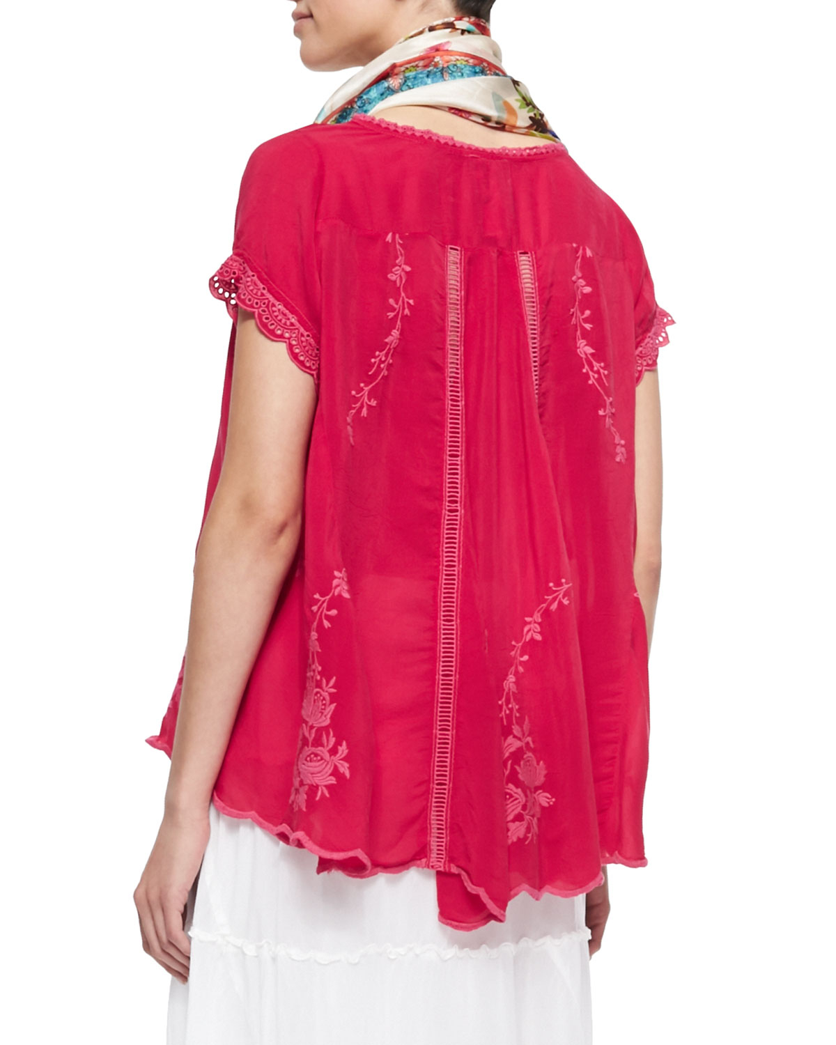 Lyst Johnny was Shortsleeve Vintage Rose Embroidered Top in Pink