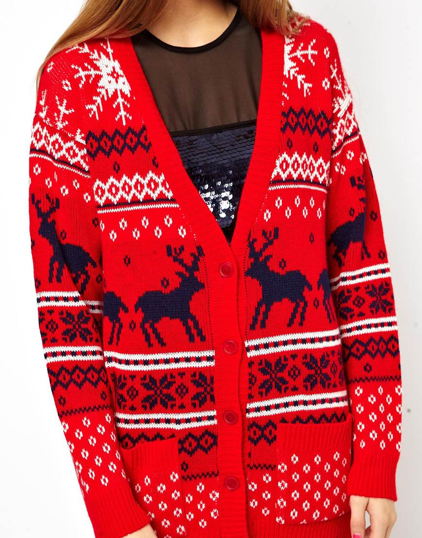 red christmas cardigan womens