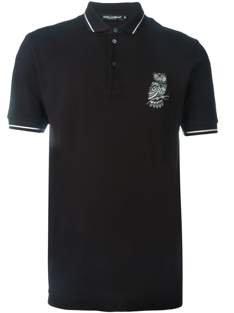 Dolce & Gabbana Cotton Owl Patch Polo Shirt in Blue (Black) for Men - Lyst