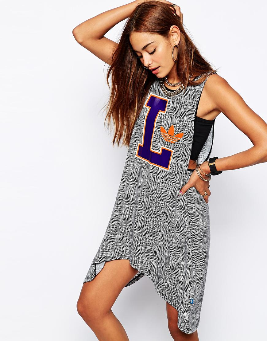 adidas Originals Lakers Dress in Grey (Gray) - Lyst