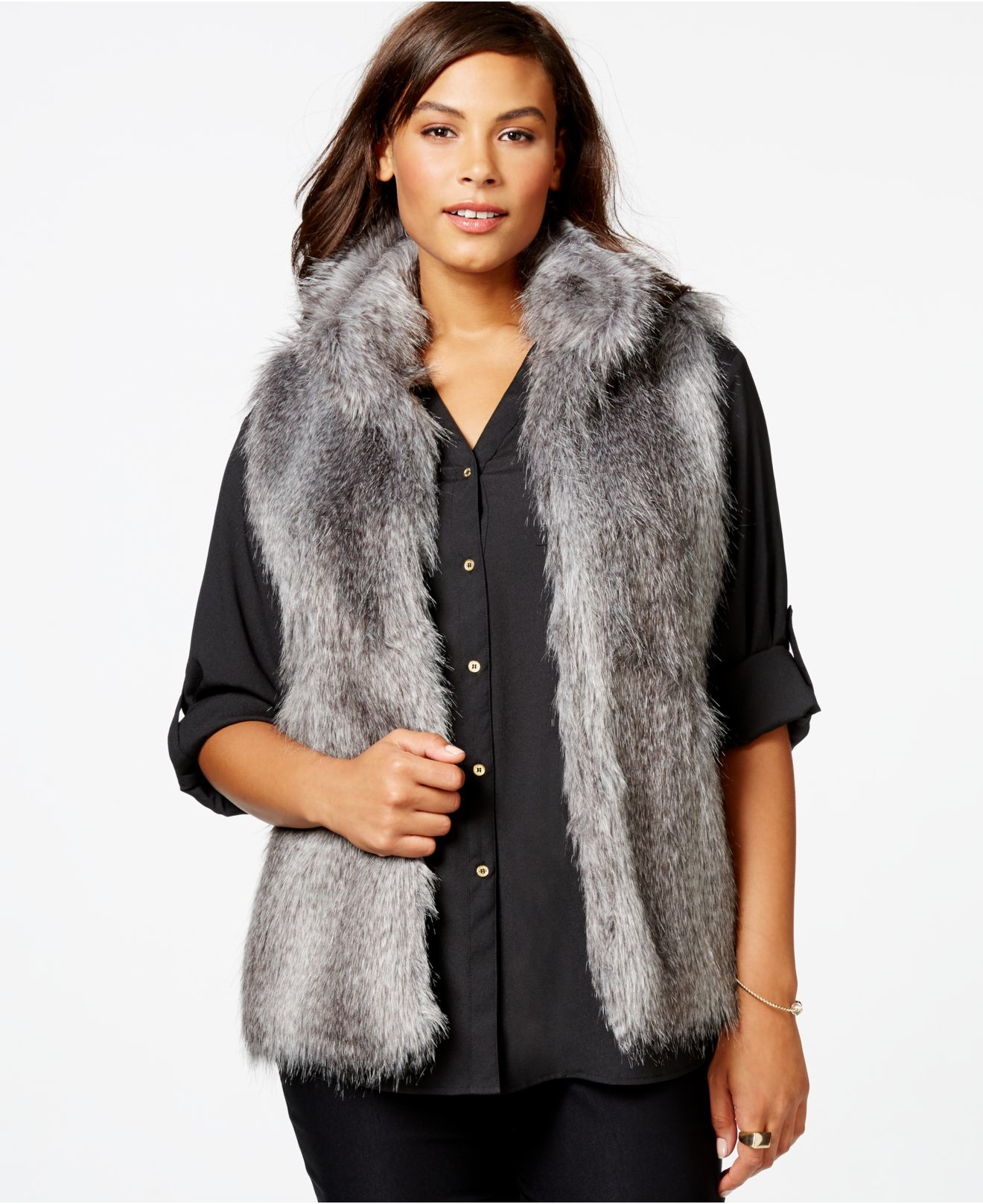 Klein Plus Size Faux-fur in Dark (Gray) -