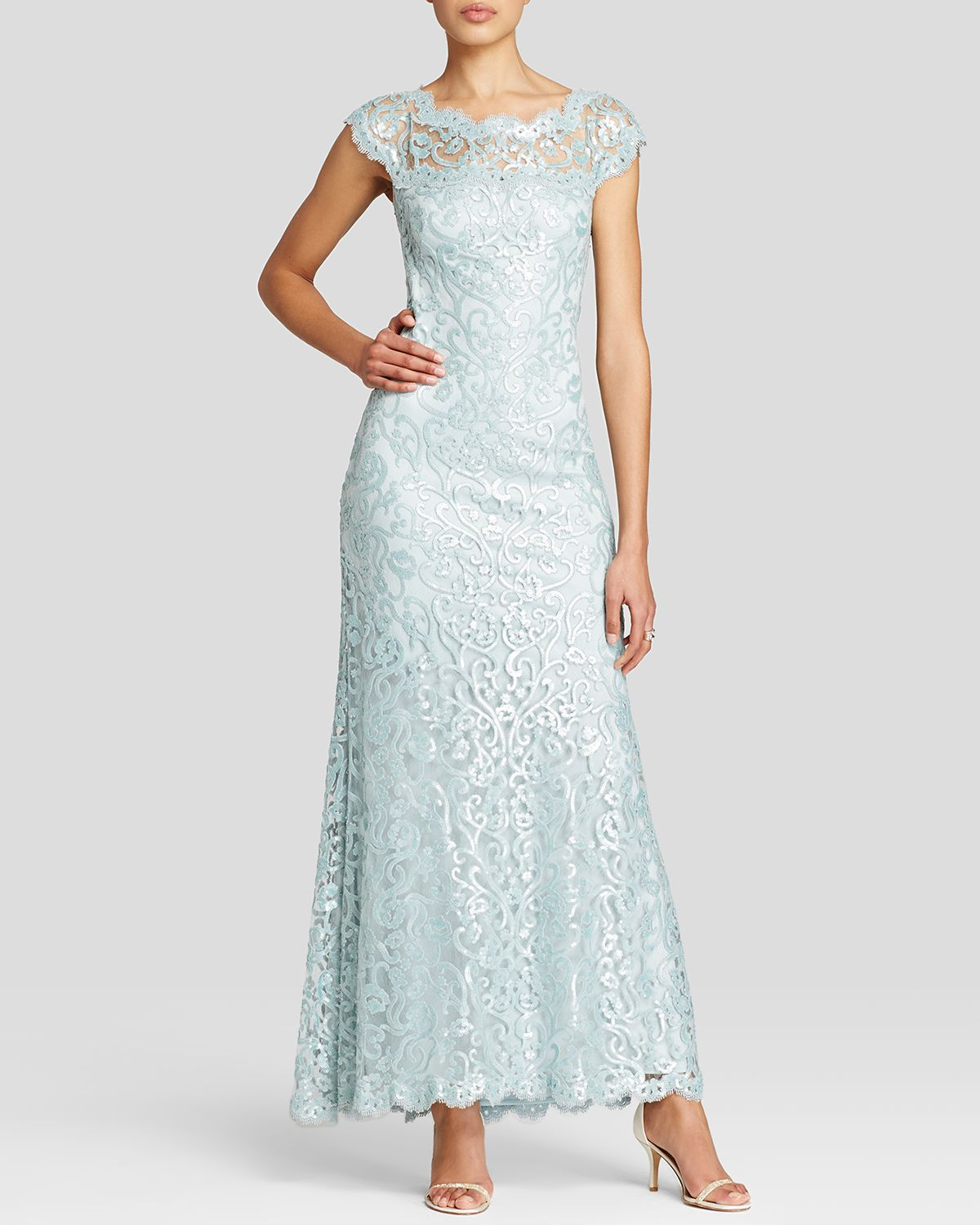 tadashi sequin lace gown
