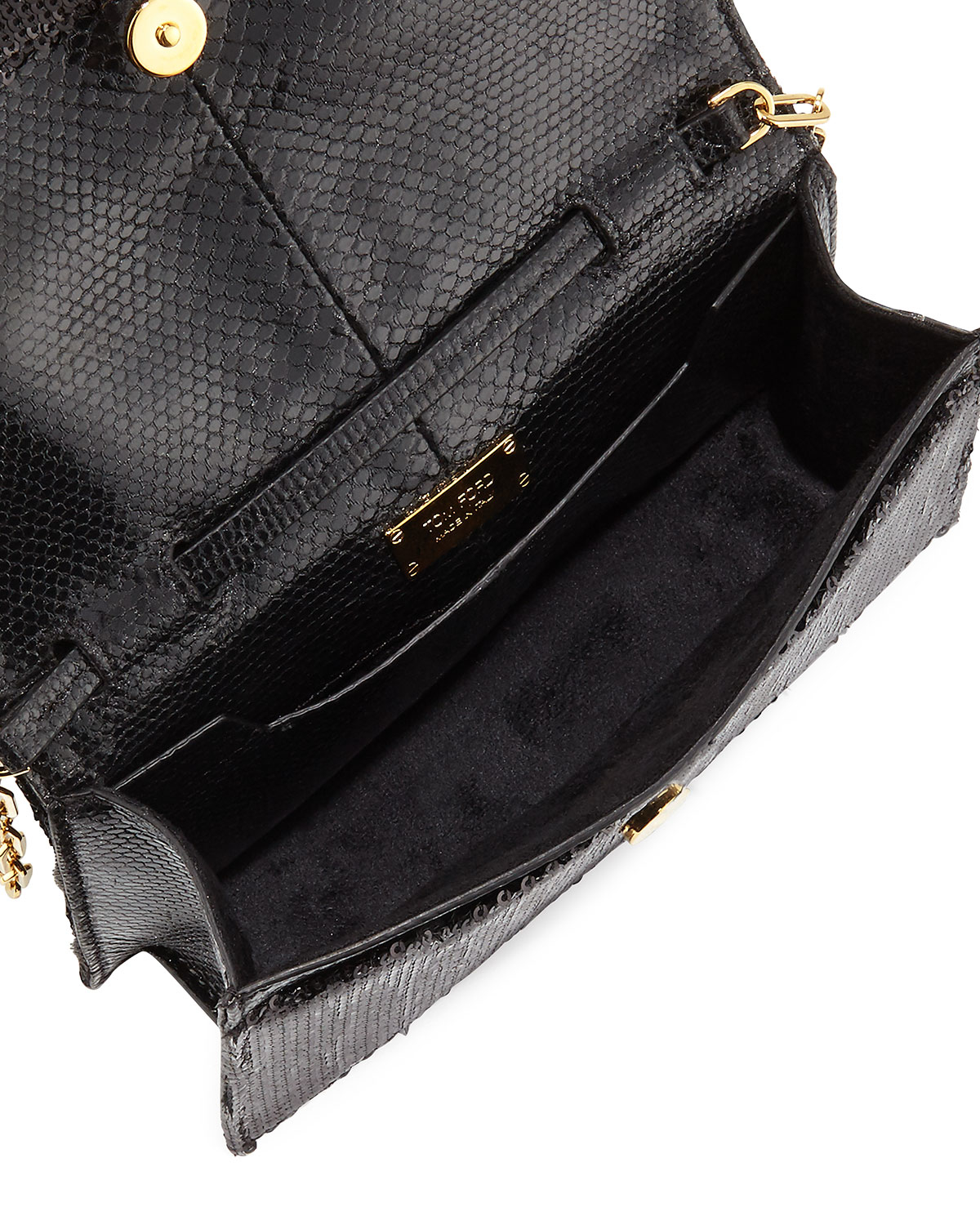 Tom Ford Small Zip-front Sequin Karung Crossbody Clutch Bag in Black - Lyst