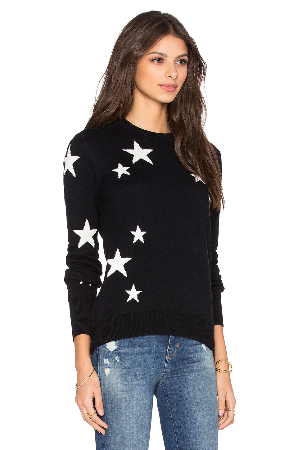 Michael Stars Cotton Star Intarsia Sweater in Black & Ivory (Black) - Lyst