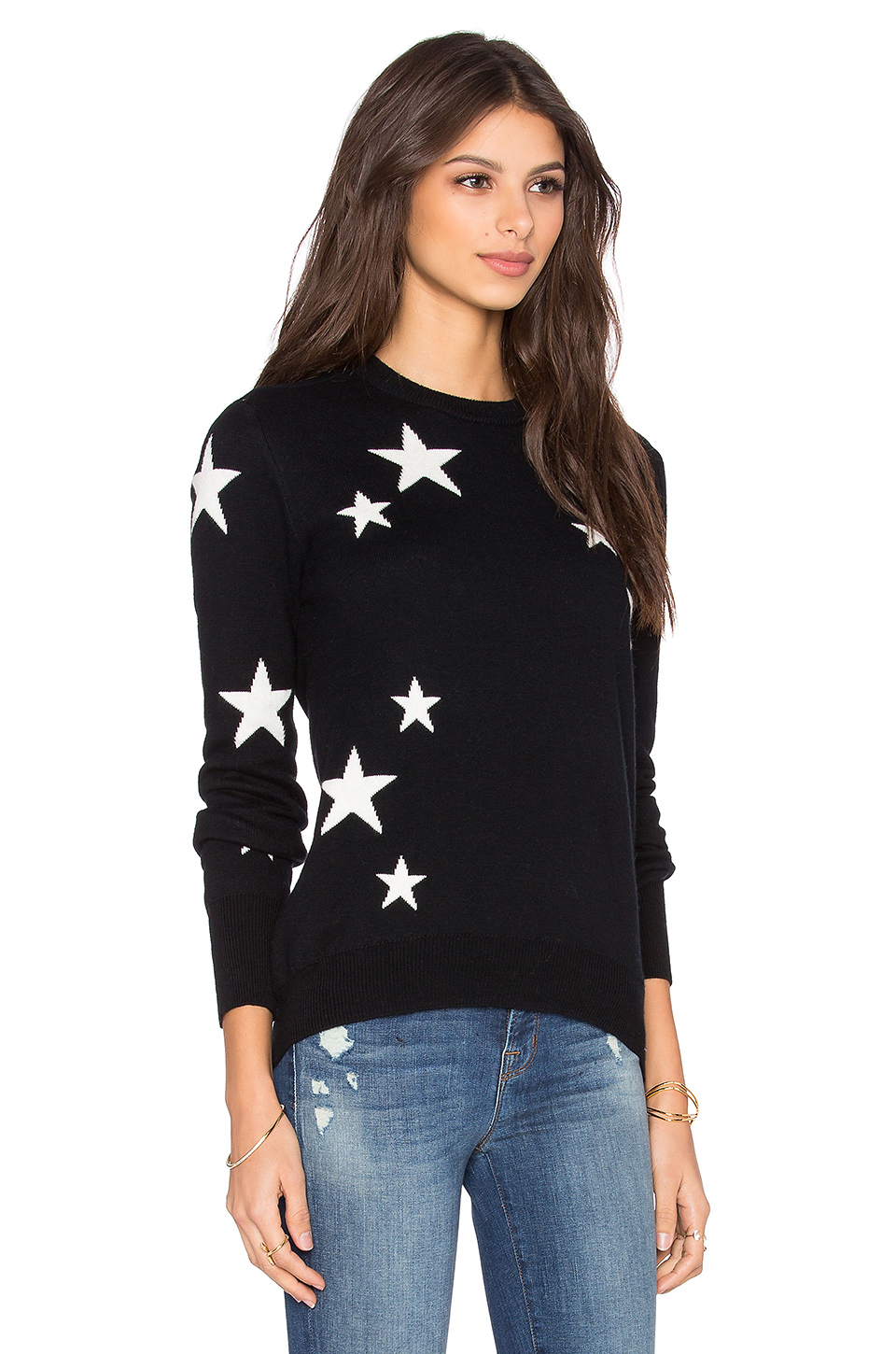 Michael Stars Cotton Star Intarsia Sweater in Black & Ivory (Black) Lyst