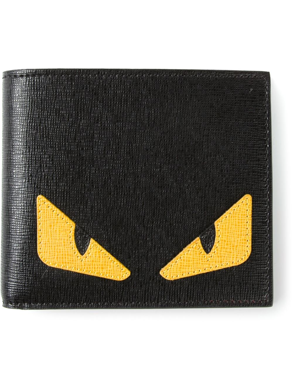 FENDI Monster Studs Leather Bugs Continental Wallet Grey