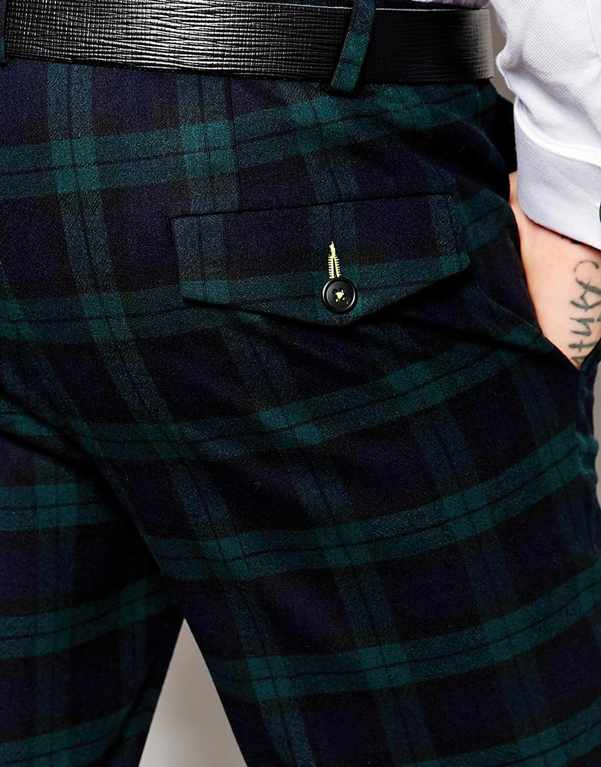 Noose And Monkey Tartan Suit Trousers 