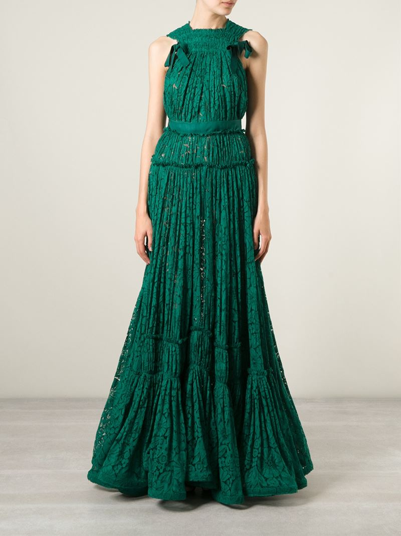 Lanvin Lace Evening Gown in Green - Lyst